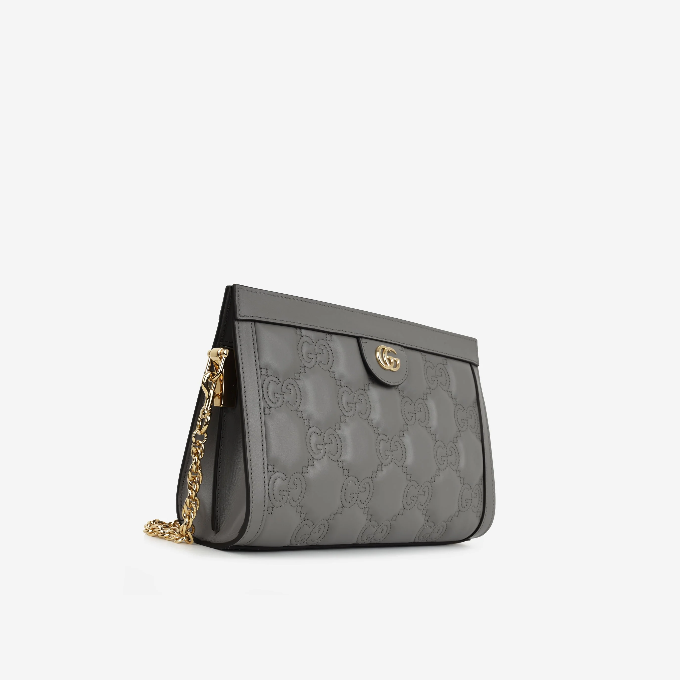 Gucci Ophidia Clasp Clutch on Chain - Grey GG Calfskin | Gold Hardware - Image 4