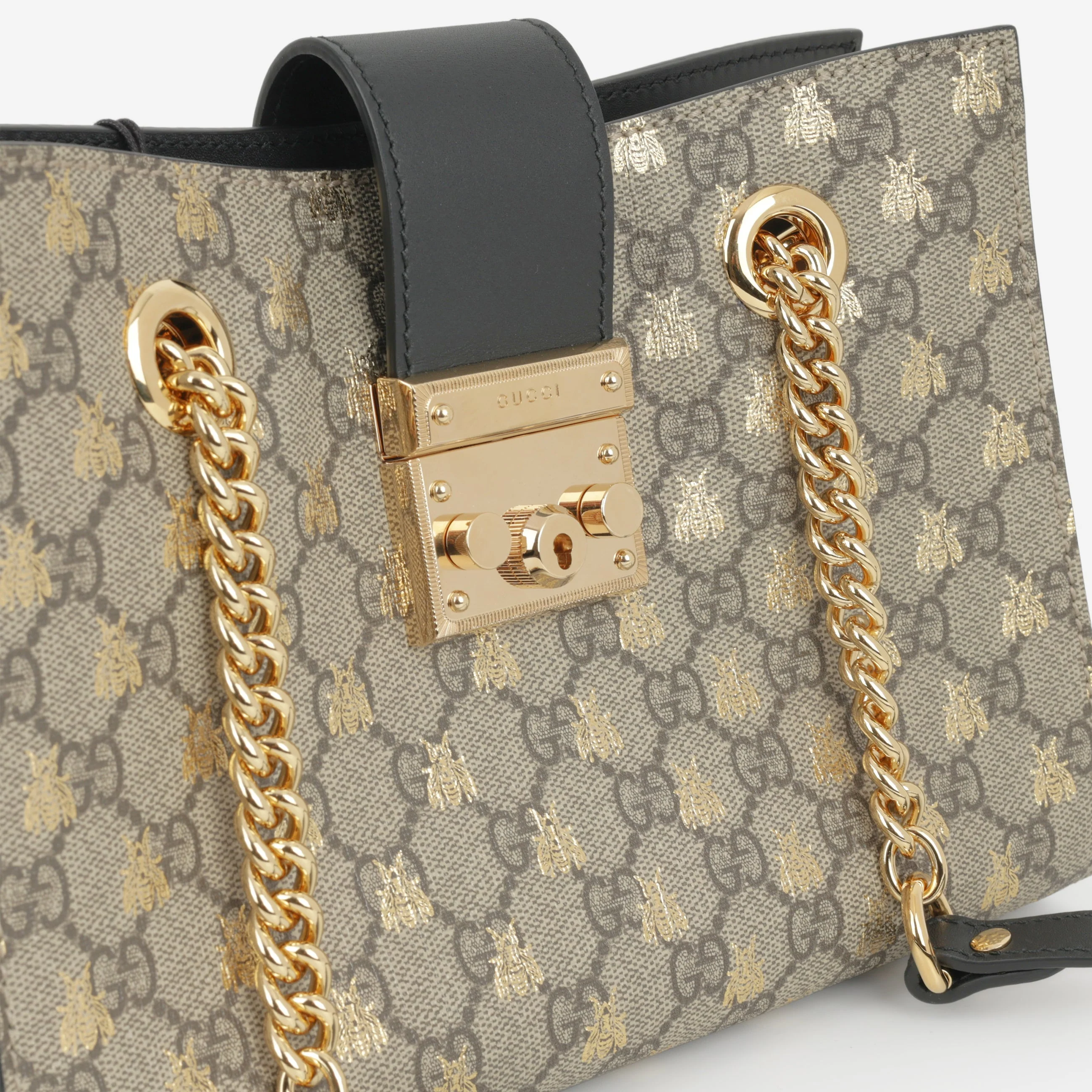 Gucci Padlock GG Supreme Bee Shoulder Bag - GG Supreme Canvas | Gold Hardware - Image 6