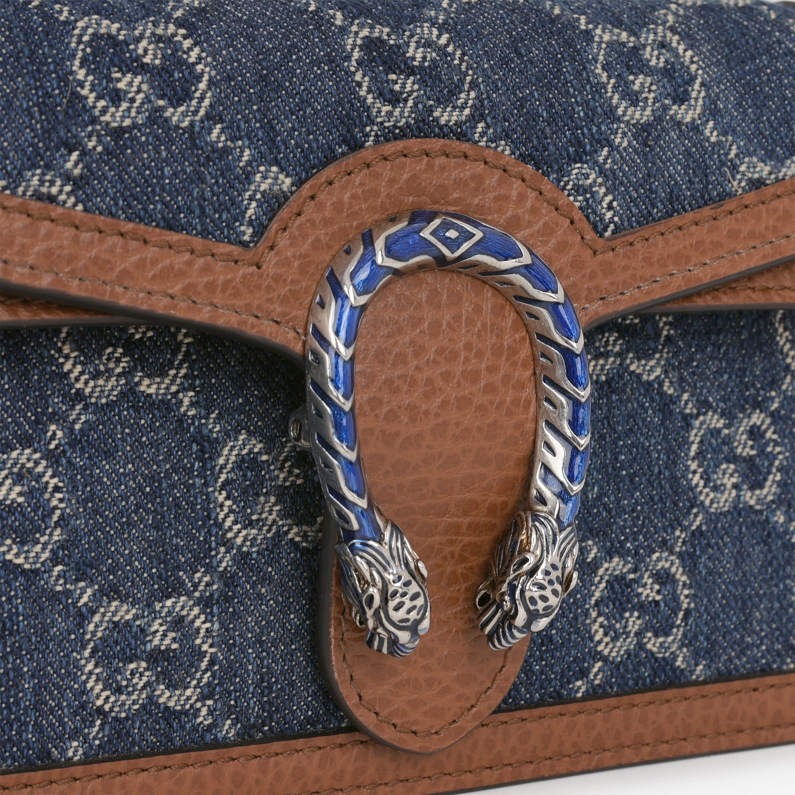 Gucci Super Mini Dionysus - Denim / Tan Calfskin | Silver Hardware - Image 6