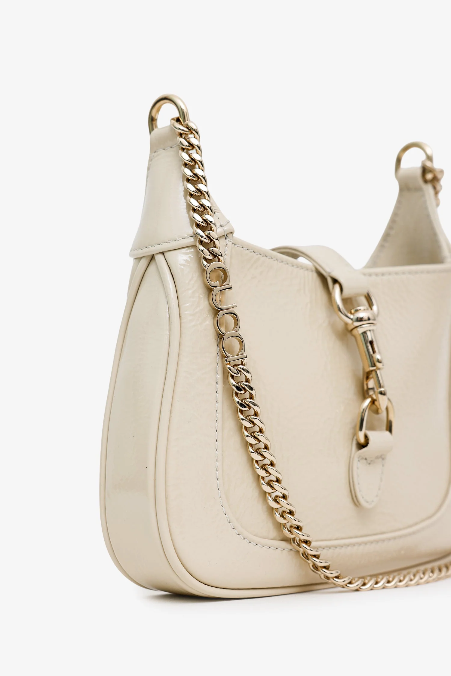 Gucci Ivory Patent Leather Mini Jackie Notte Chain Bag - Image 6