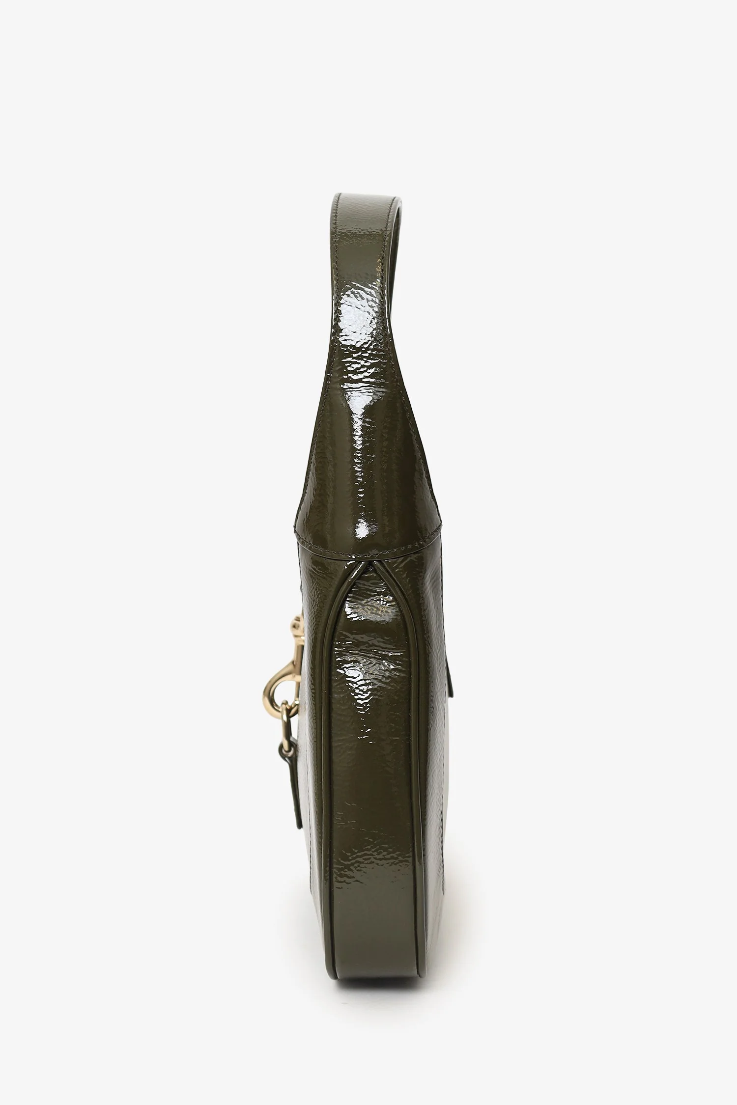 Gucci Khaki Green Patent Leather Small Jackie Bag With Web Strap - Image 4