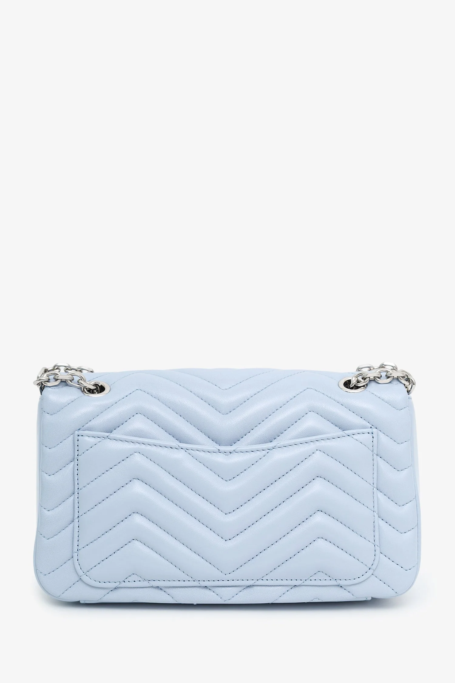 Gucci Light Blue Lambskin Matelasse Small GG Marmont Double Chain Shoulder Bag - Image 2