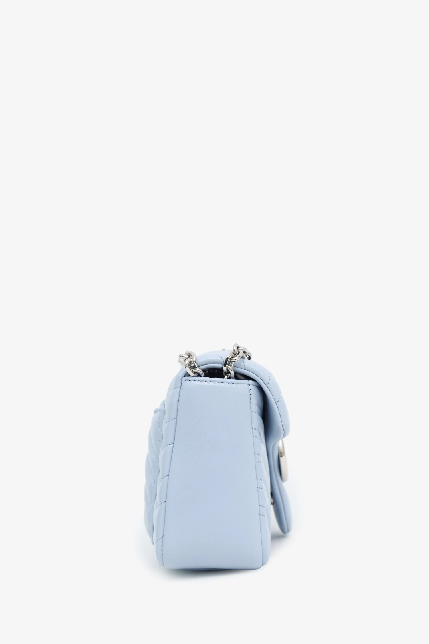 Gucci Light Blue Lambskin Matelasse Small GG Marmont Double Chain Shoulder Bag - Image 3