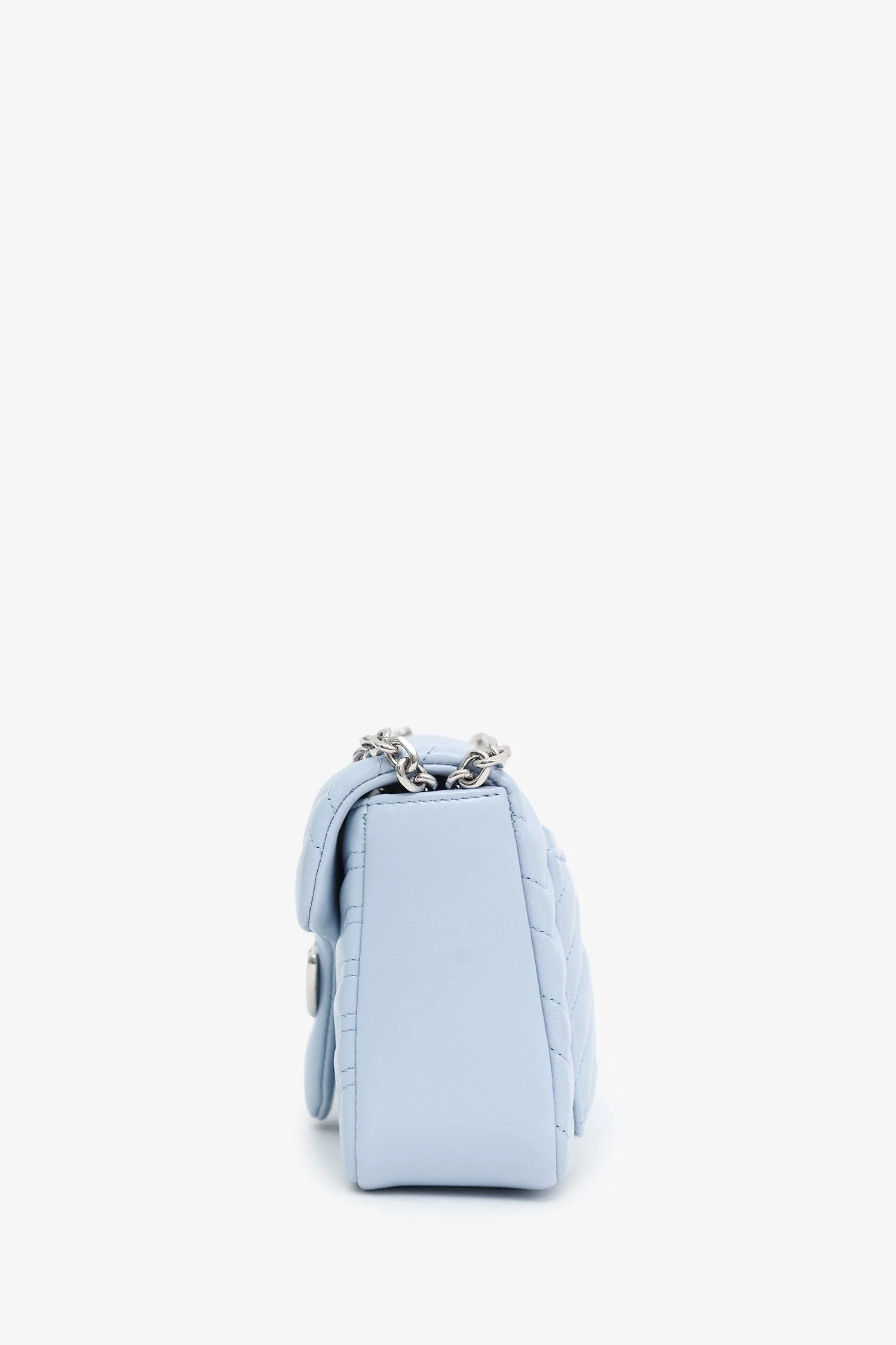 Gucci Light Blue Lambskin Matelasse Small GG Marmont Double Chain Shoulder Bag - Image 4