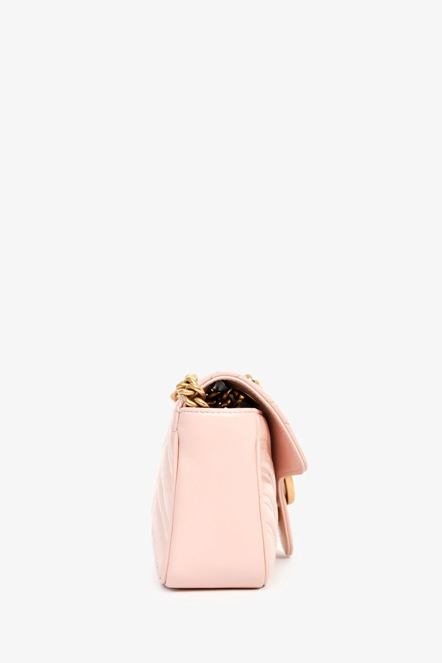 Gucci Light Pink Lambskin Matelasse Small GG Marmont Double Chain Shoulder Bag - Image 3