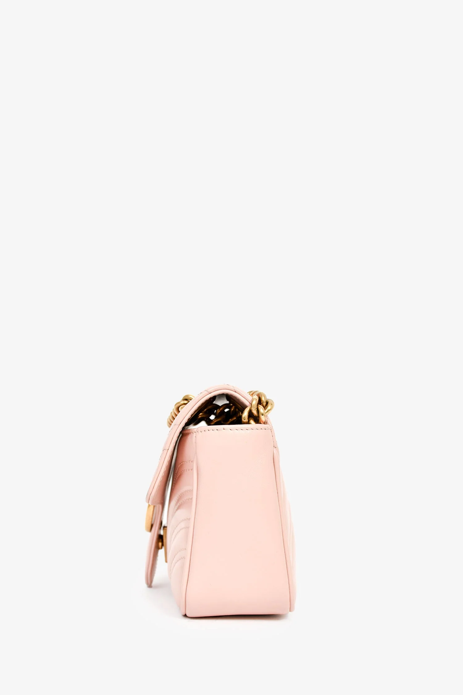 Gucci Light Pink Lambskin Matelasse Small GG Marmont Double Chain Shoulder Bag - Image 4