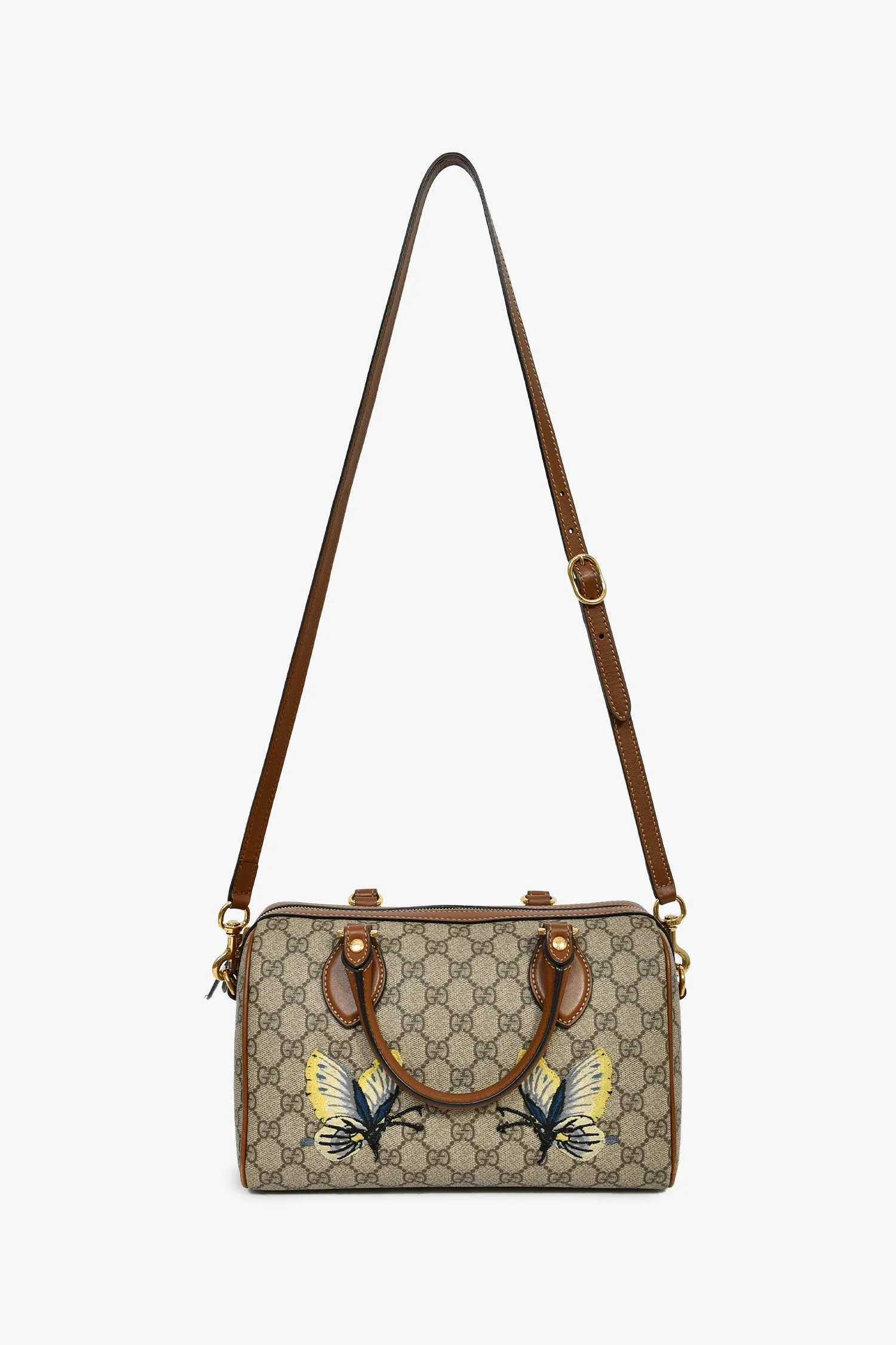 Gucci Limited Edition GG Supreme Butterfly Embroidered Boston Bag - Image 7