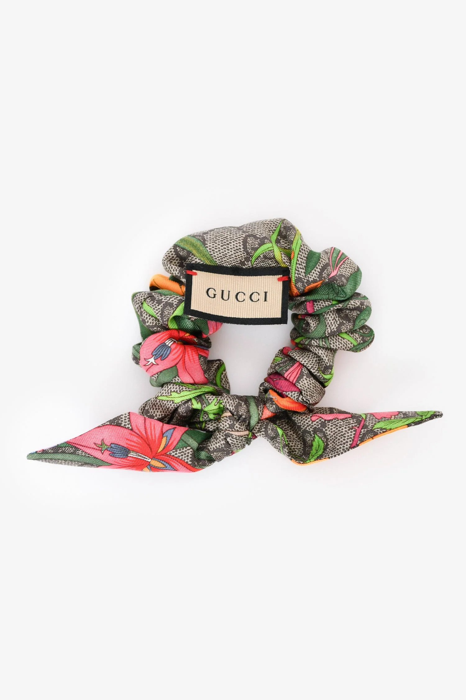 Gucci Monogram Floral Silk Bow Scrunchie - Image 2