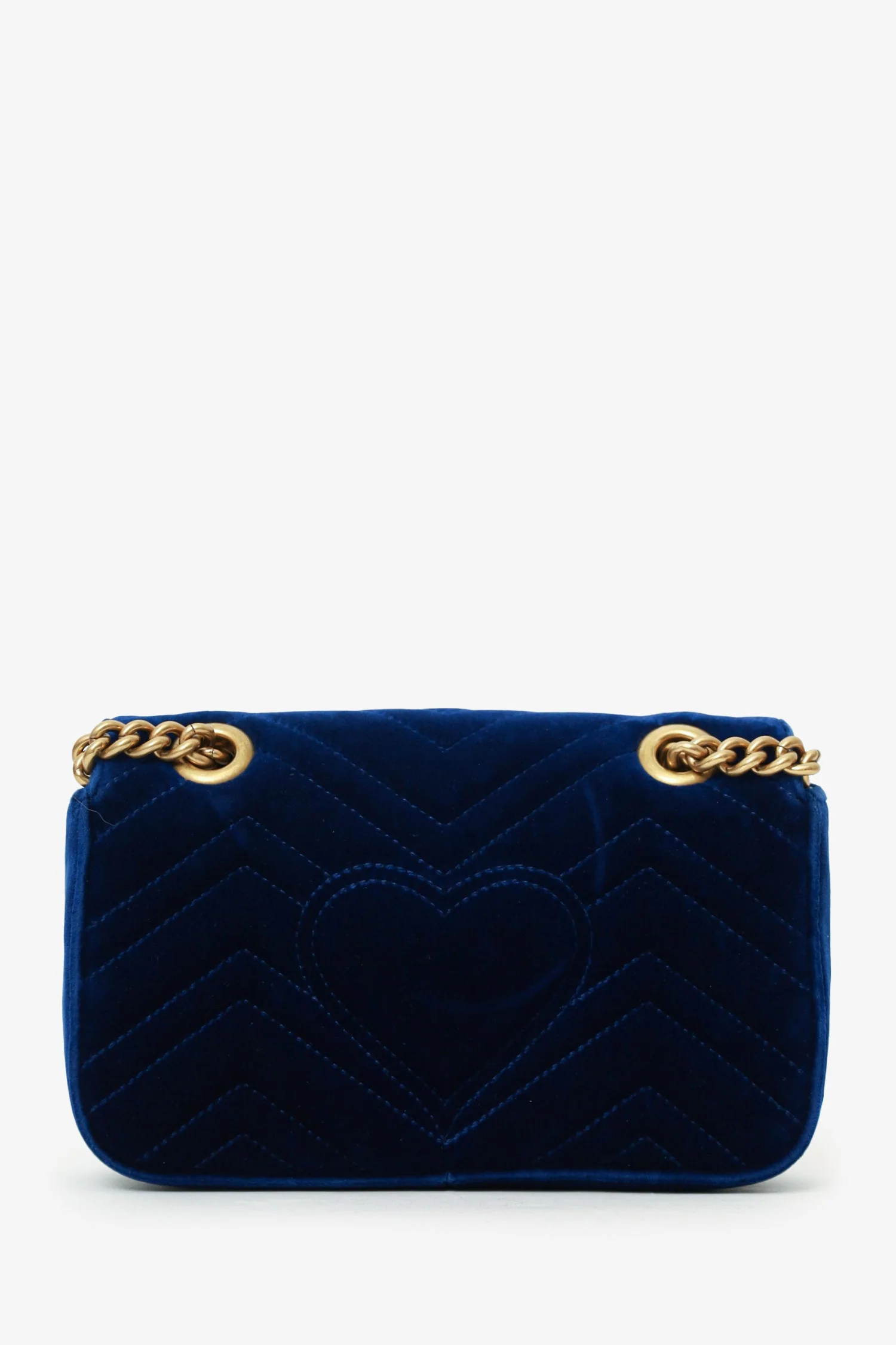 Gucci Navy Velvet Mini 'GG' Marmont Shoulder Bag - Image 2