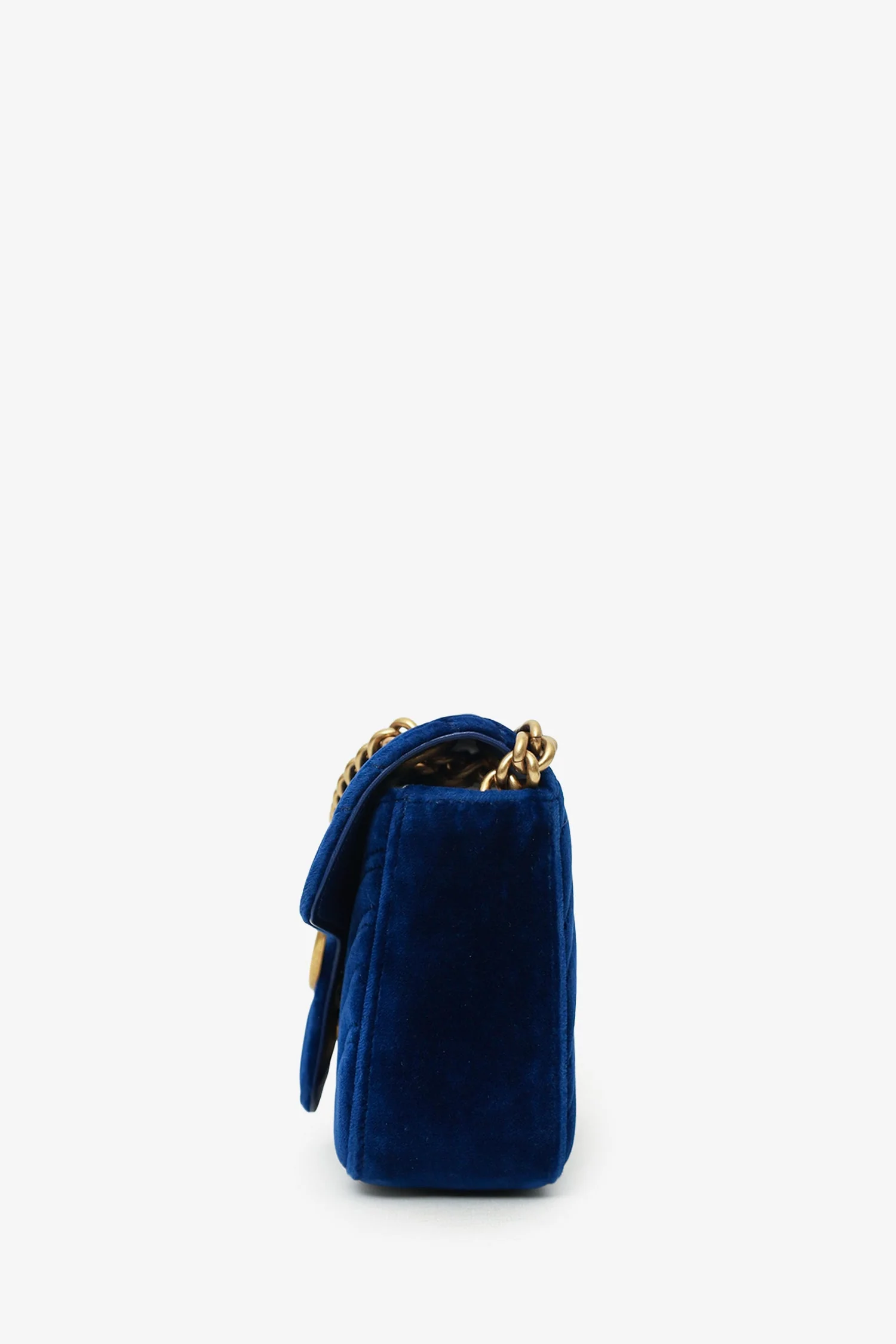 Gucci Navy Velvet Mini 'GG' Marmont Shoulder Bag - Image 3