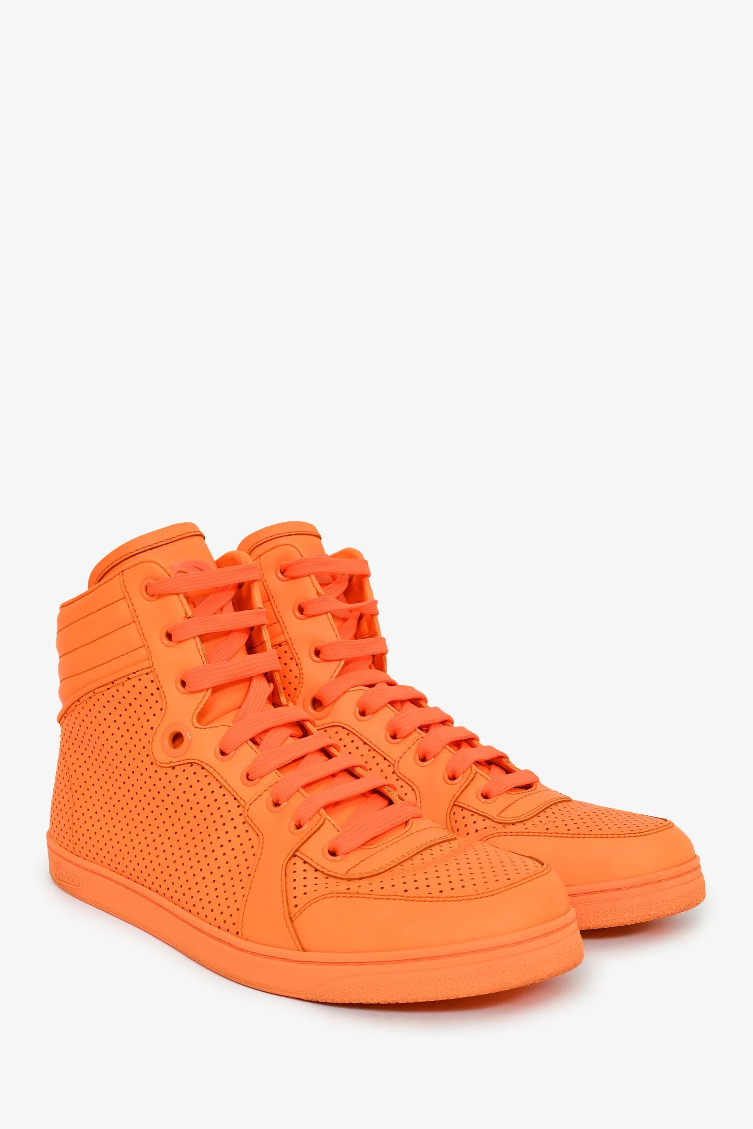 Gucci Neon Orange Signature High Top Sneakers Size 9 - Image 2