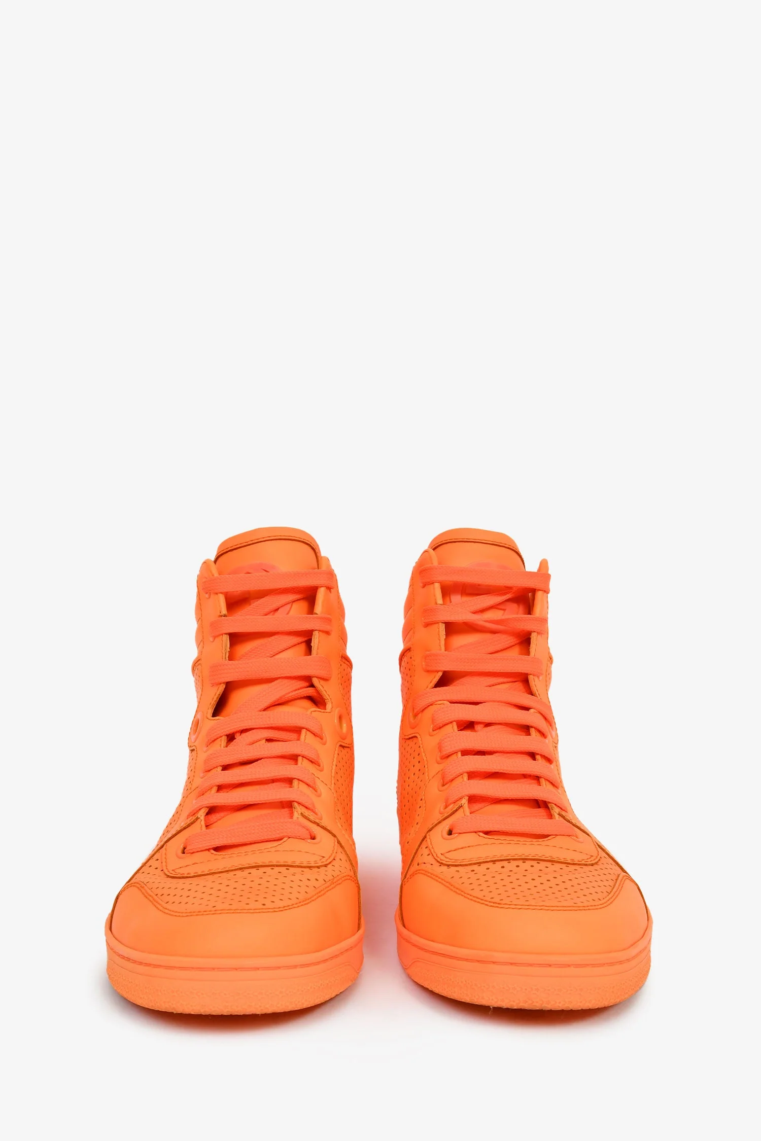 Gucci Neon Orange Signature High Top Sneakers Size 9 - Image 3