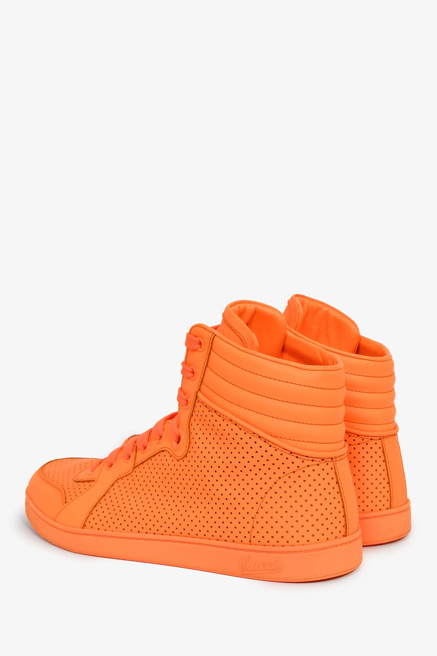 Gucci Neon Orange Signature High Top Sneakers Size 9 - Image 4