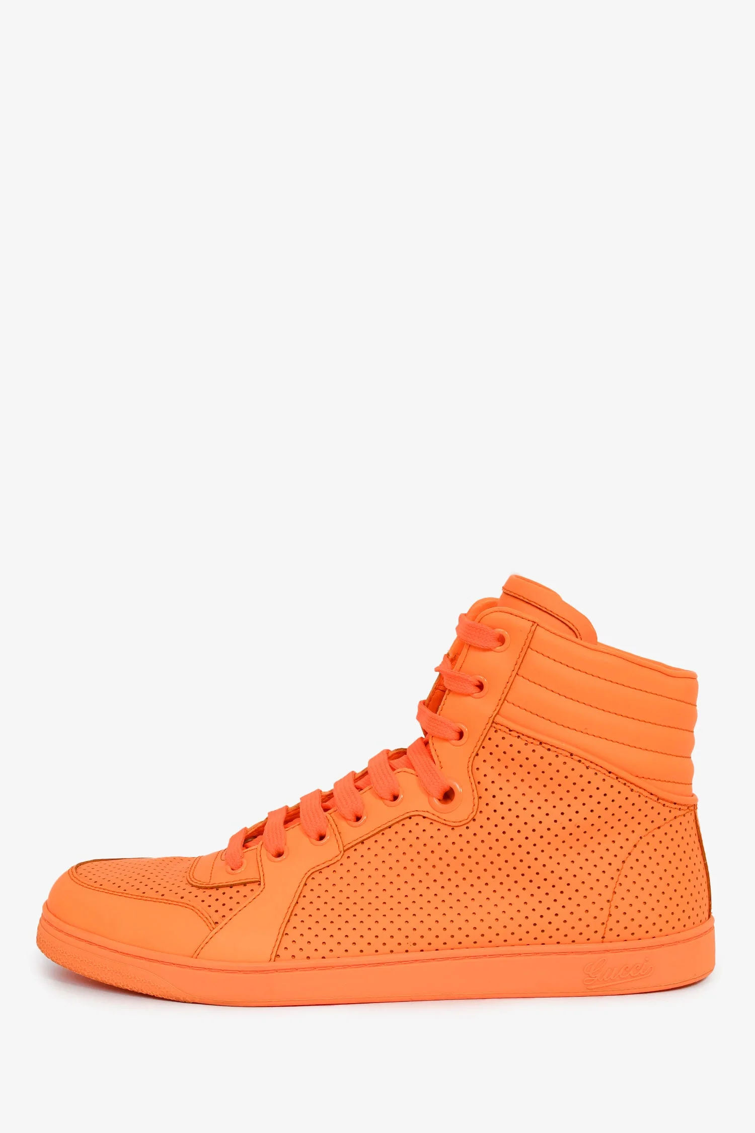 Gucci Neon Orange Signature High Top Sneakers Size 9 - Image 5