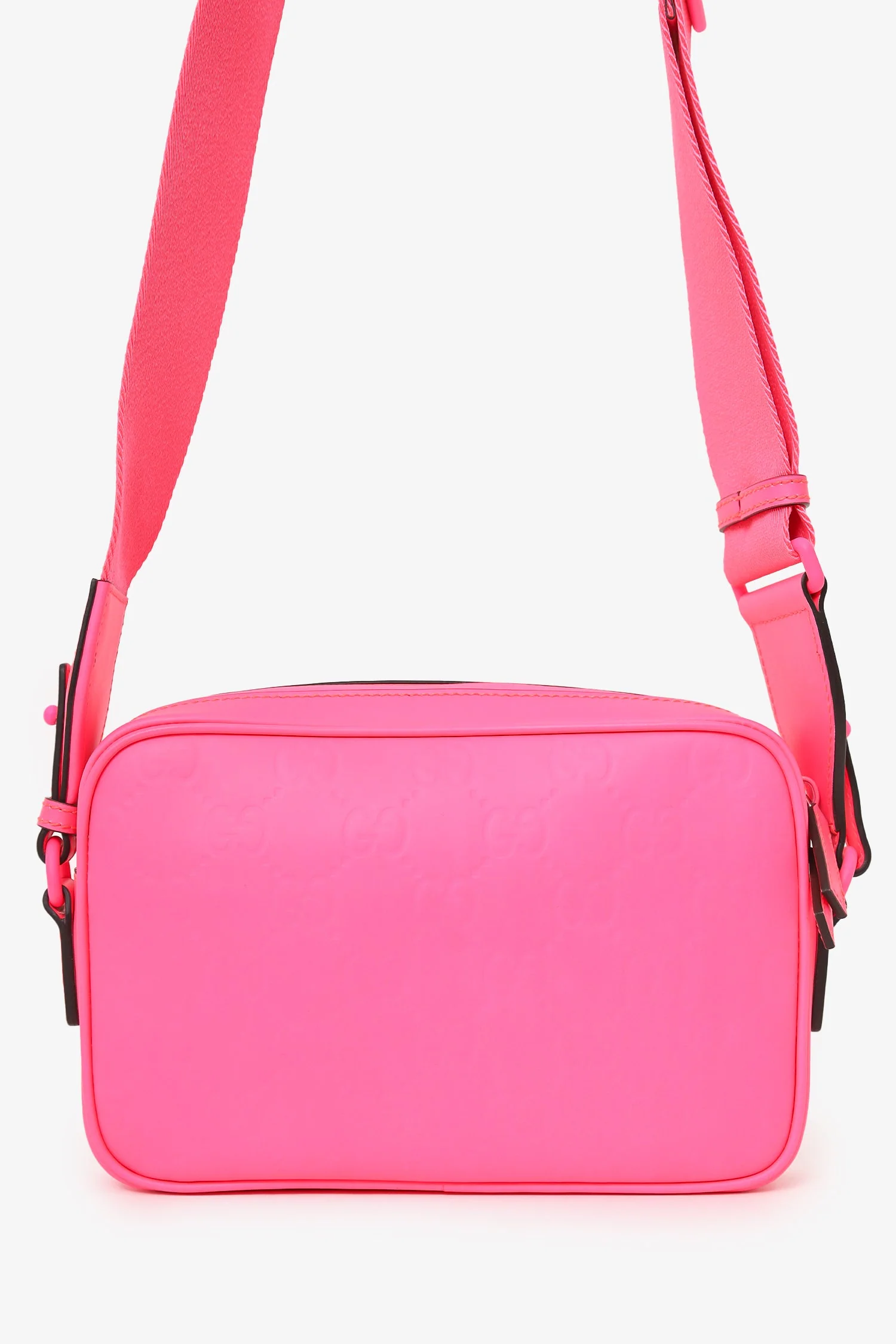 Gucci Neon Pink Rubber-Effect Crossbody Bag - Image 3