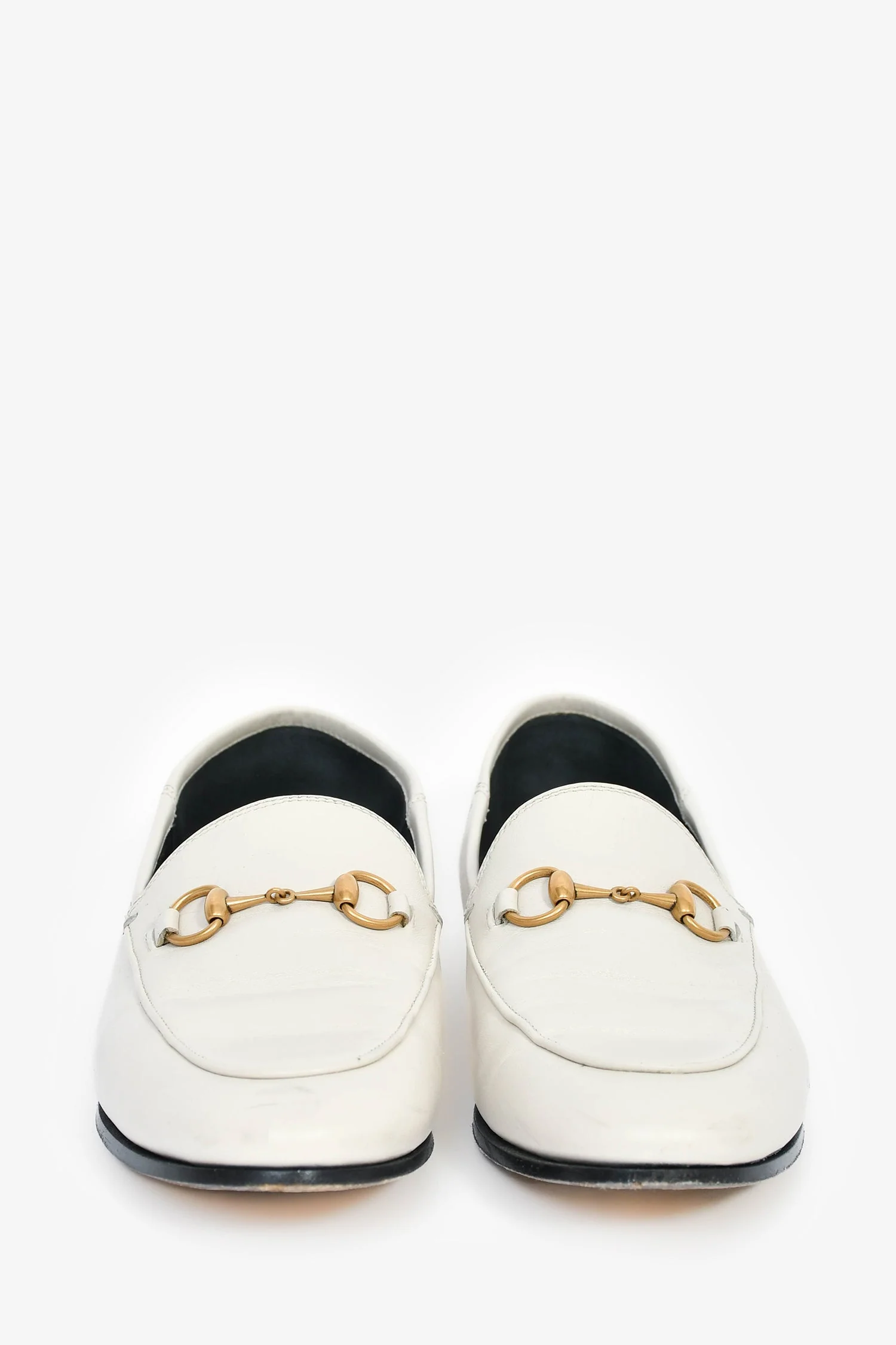 Gucci Off-White Leather Horsebit Loafers Size 37.5 - Image 4