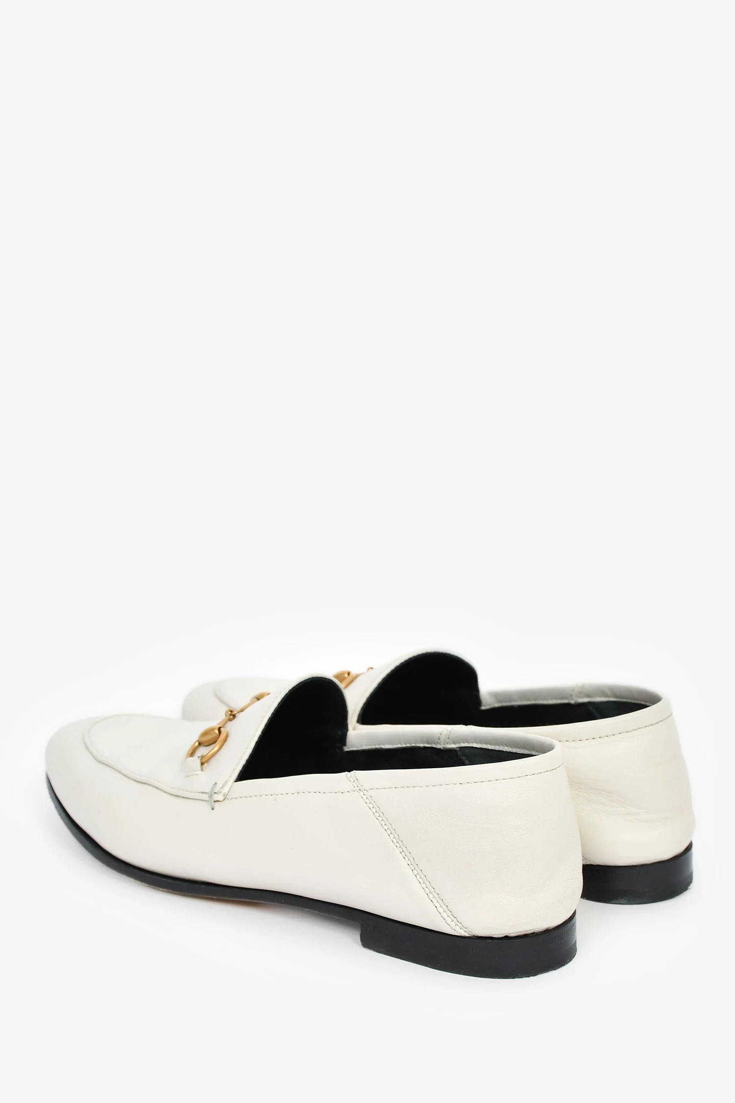 Gucci Off-White Leather Horsebit Loafers Size 37.5 - Image 5