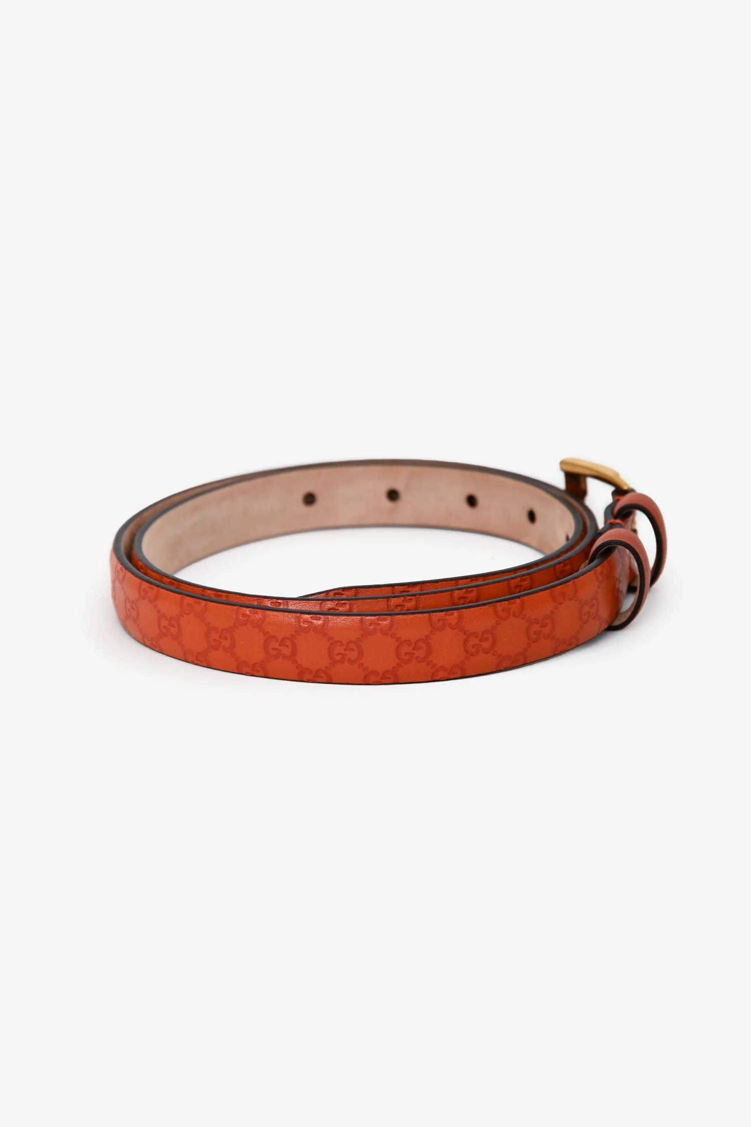 Gucci Orange Leather GG Logo Belt Size 80/32 - Image 2