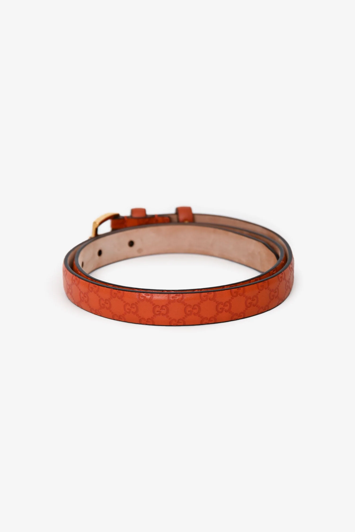 Gucci Orange Leather GG Logo Belt Size 80/32 - Image 3