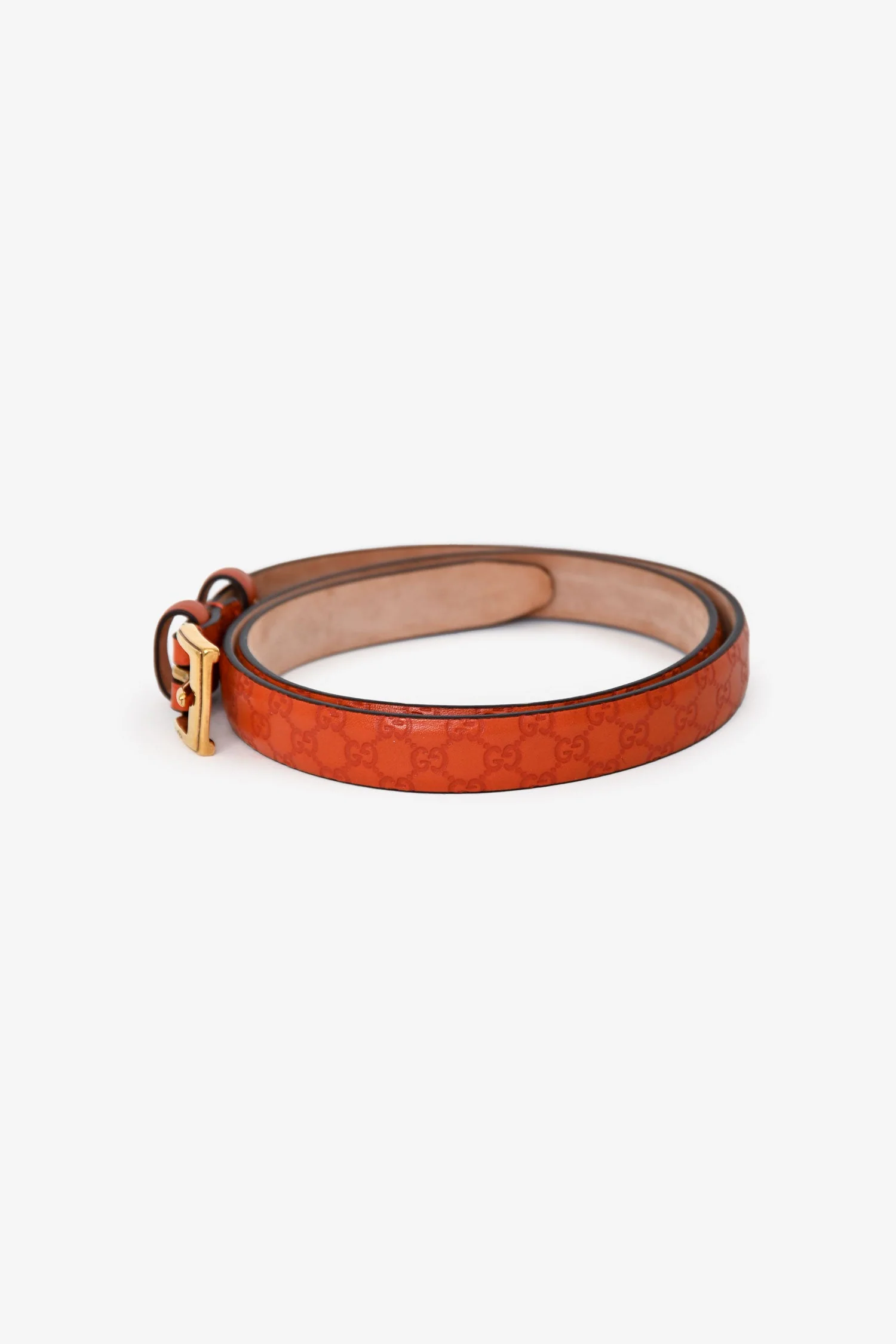 Gucci Orange Leather GG Logo Belt Size 80/32 - Image 4