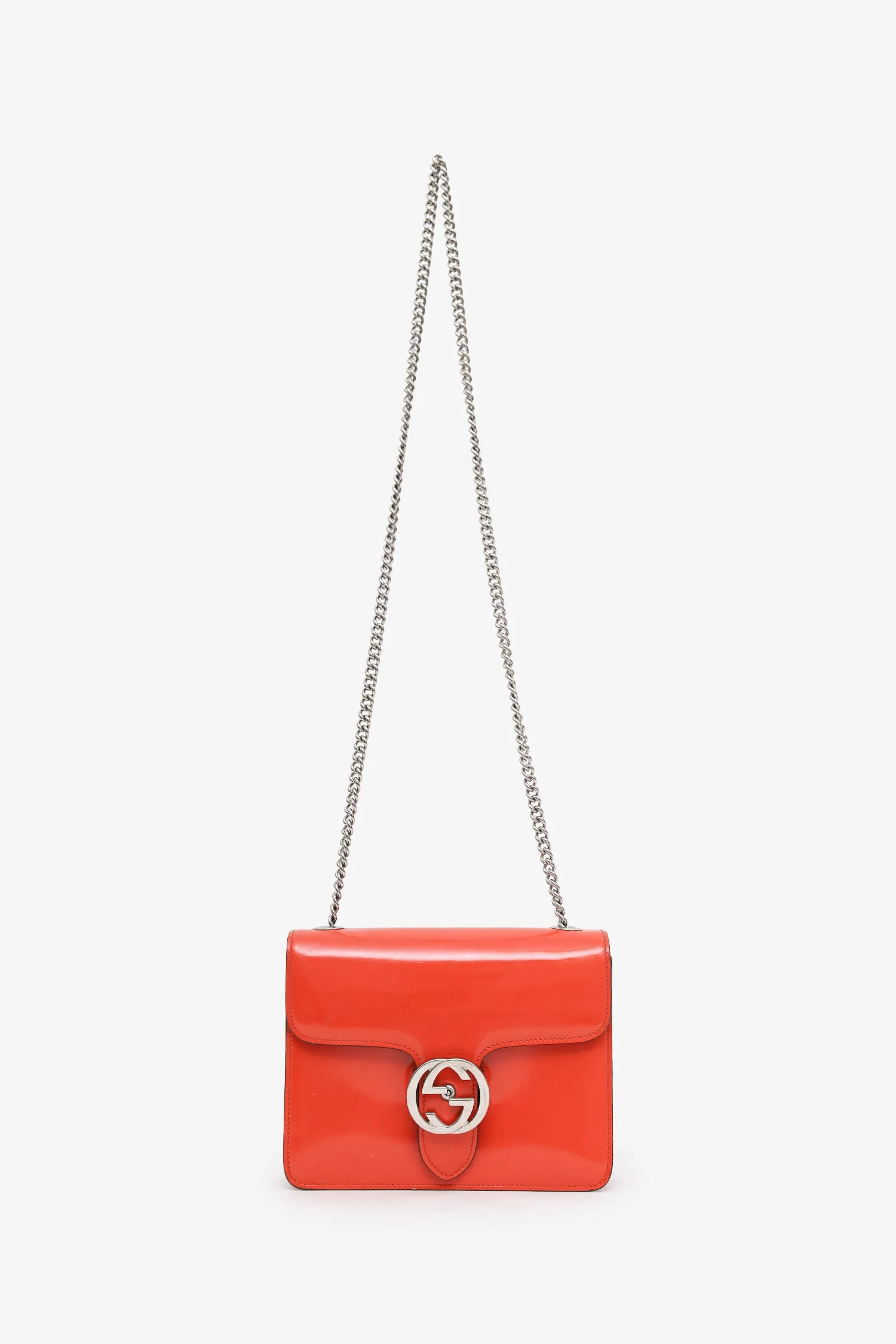 Gucci Orange Patent Leather GG 'Dollar' Small Shoulder Bag - Image 6