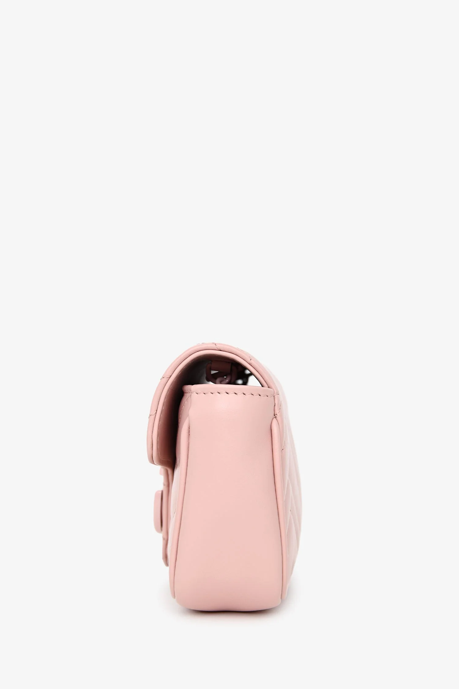 Gucci Perfect Pink Leather Chevron Quilted Super Mini GG Marmont Belt Bag - Image 4