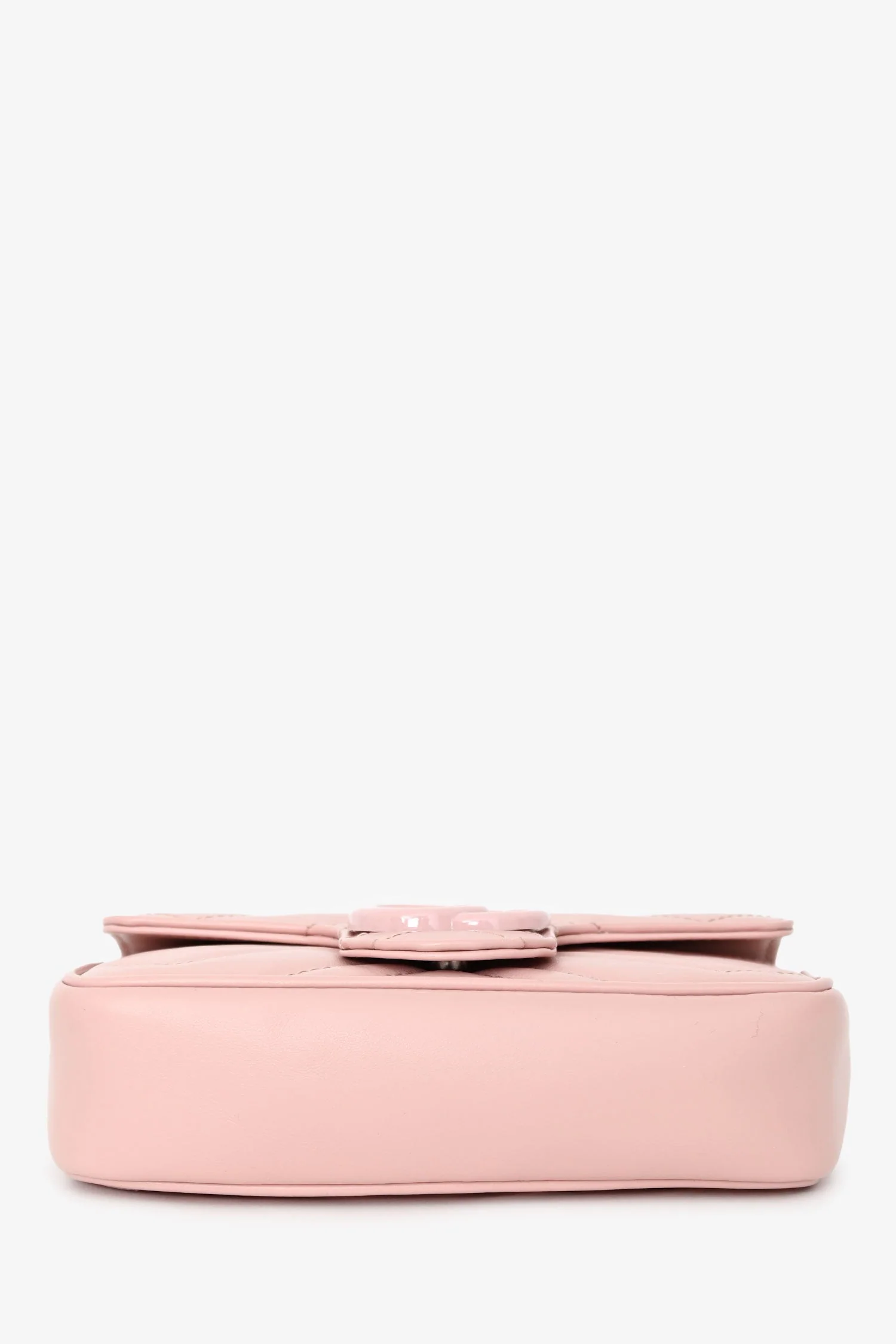 Gucci Perfect Pink Leather Chevron Quilted Super Mini GG Marmont Belt Bag - Image 5