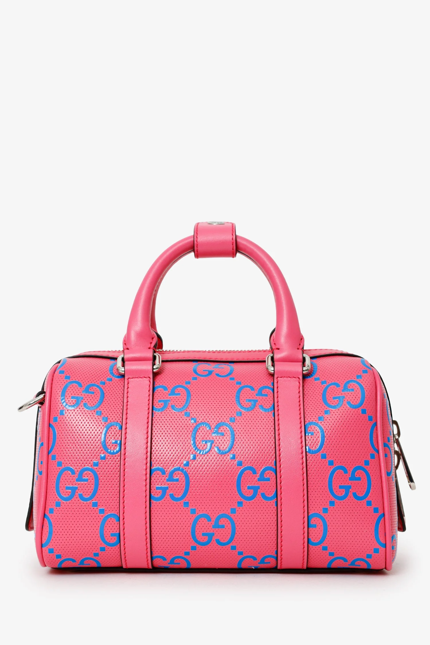 Gucci Pink/Blue GG Embossed Mini Top Handle Duffle Bag Crossbody - Image 2