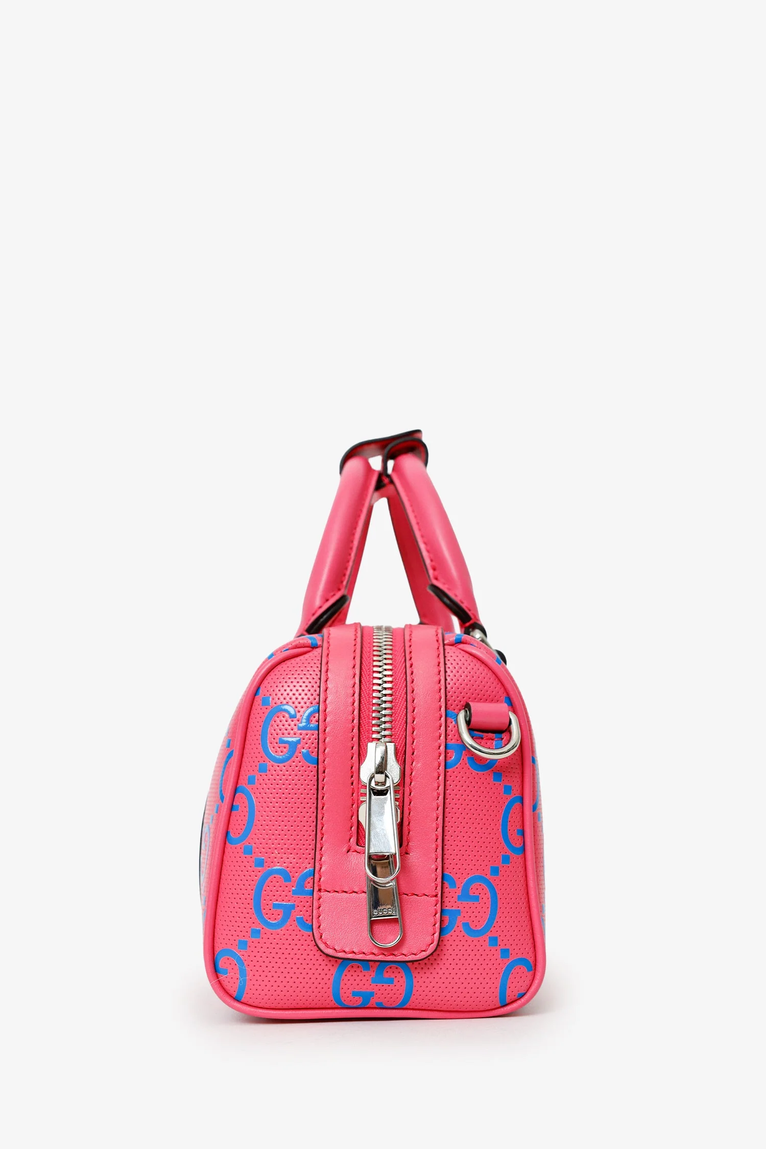 Gucci Pink/Blue GG Embossed Mini Top Handle Duffle Bag Crossbody - Image 3