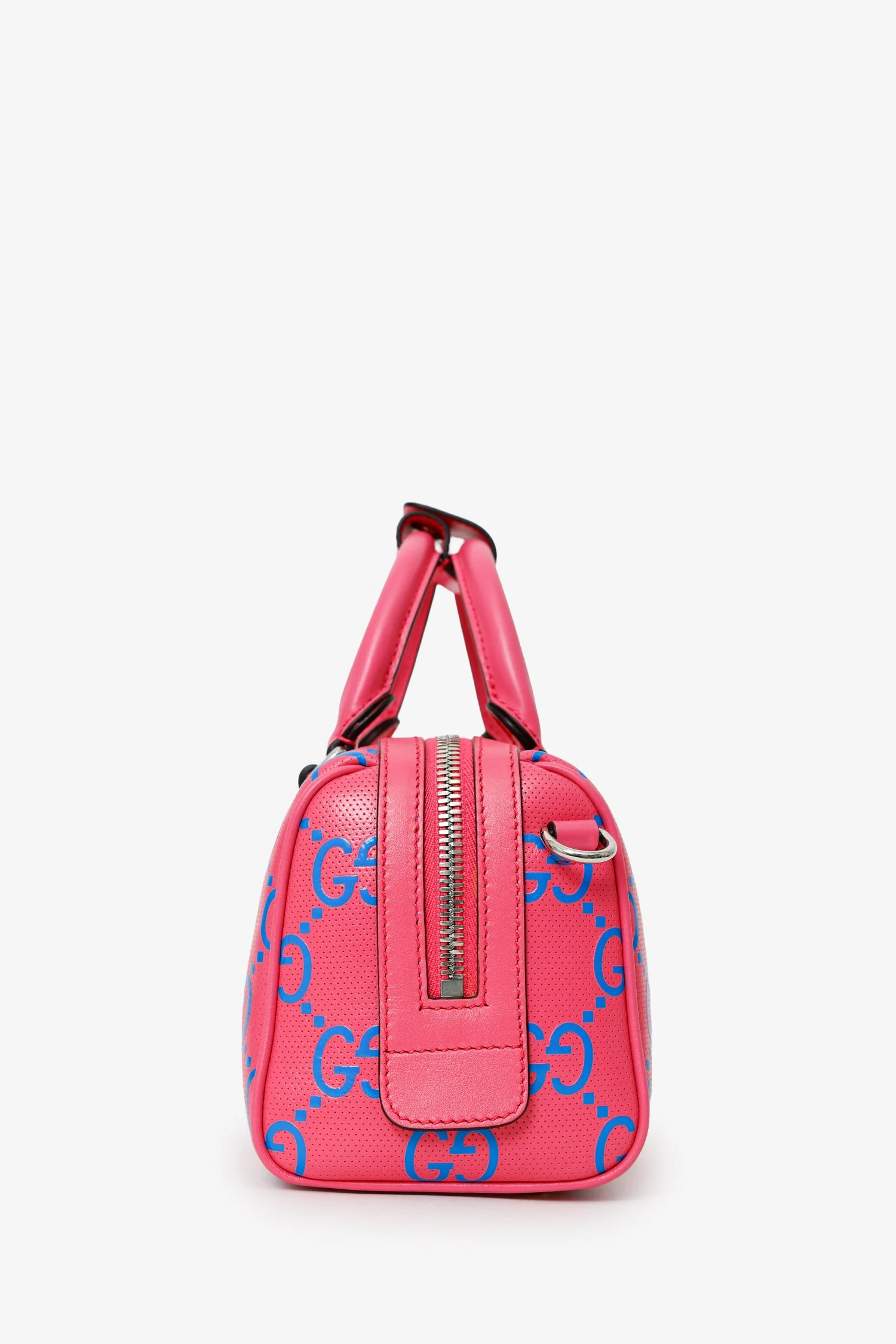 Gucci Pink/Blue GG Embossed Mini Top Handle Duffle Bag Crossbody - Image 4