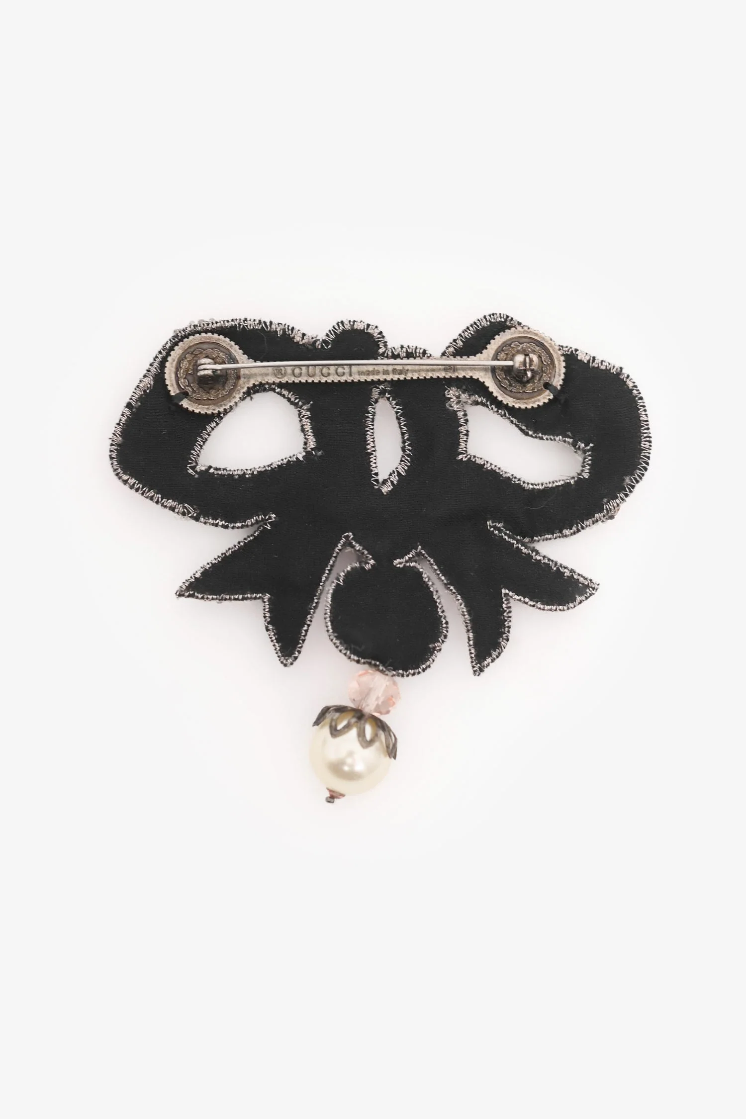 Gucci Pink Crystal Embellished Bow Brooch - Image 2