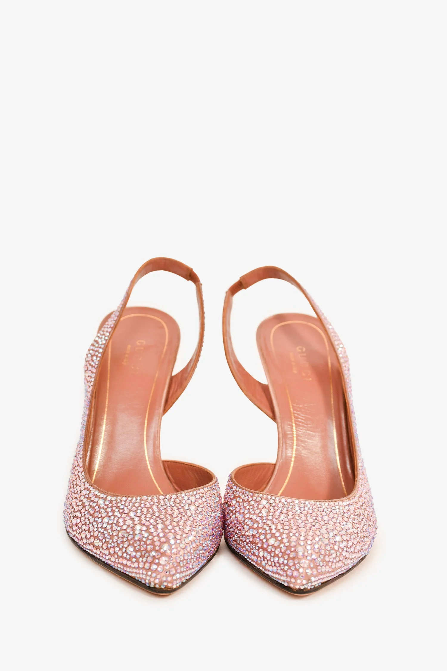 Gucci Pink/Crystal Pointed Toe Pumps Size 35.5 - Image 3