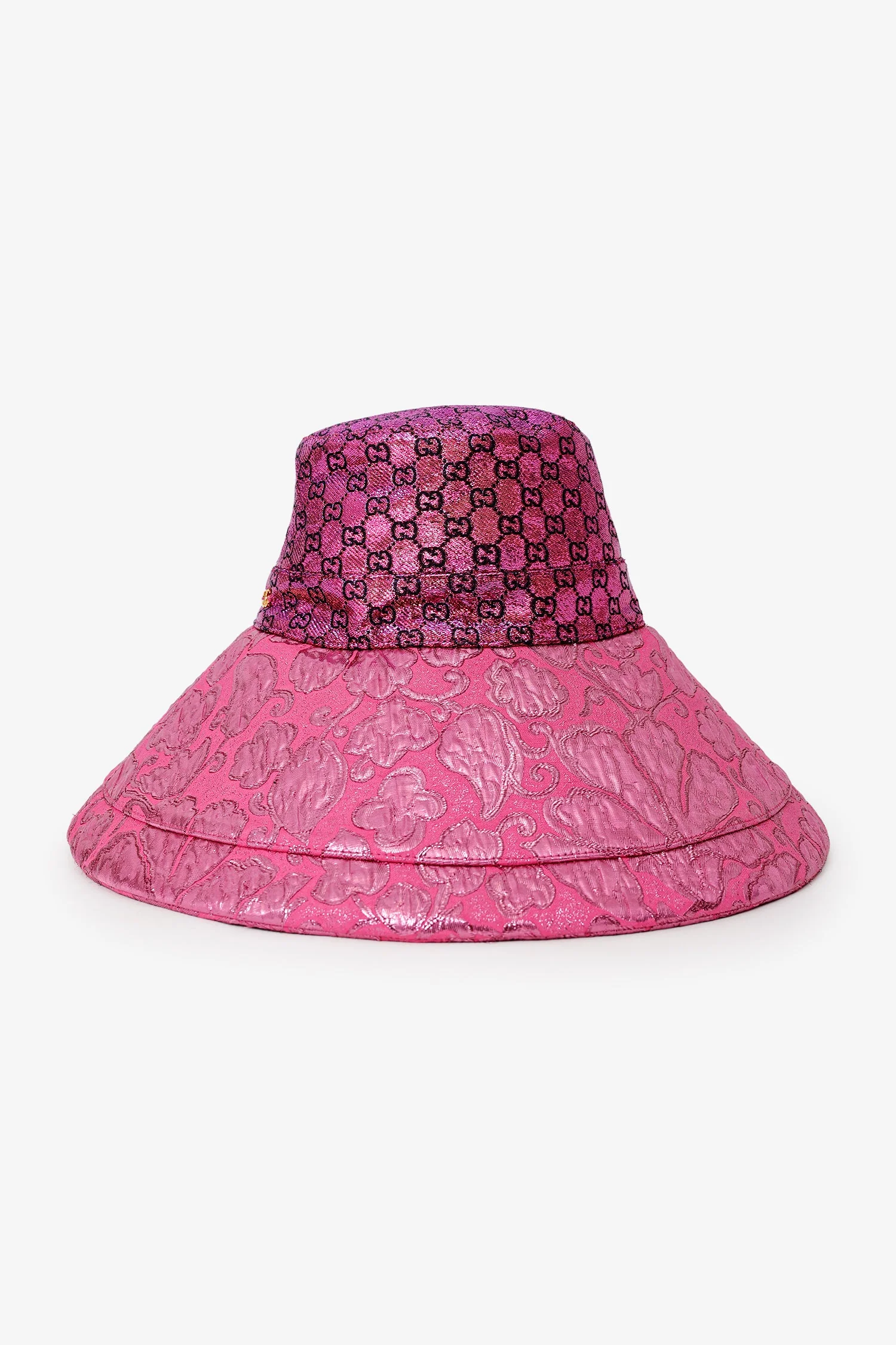 Gucci Pink GG Monogram Metallic Sun Hat - Image 4