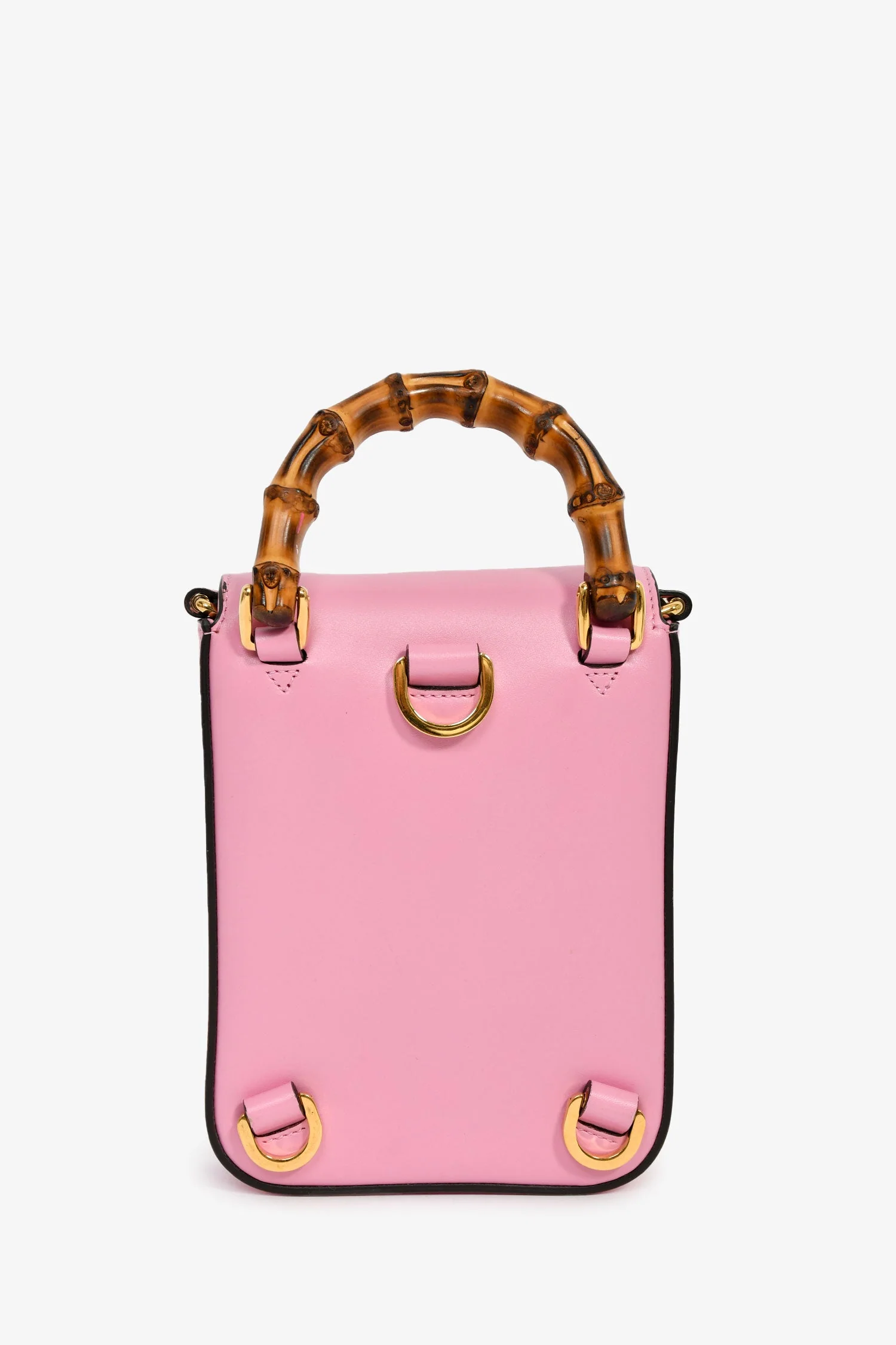 Gucci Pink Leather Bamboo Flap Crossbody - Image 2