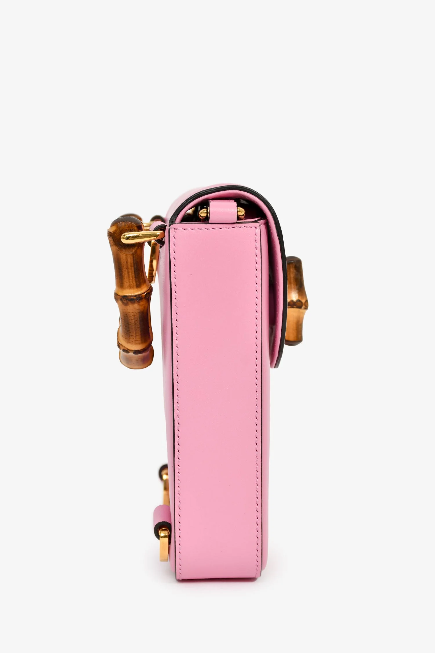 Gucci Pink Leather Bamboo Flap Crossbody - Image 3