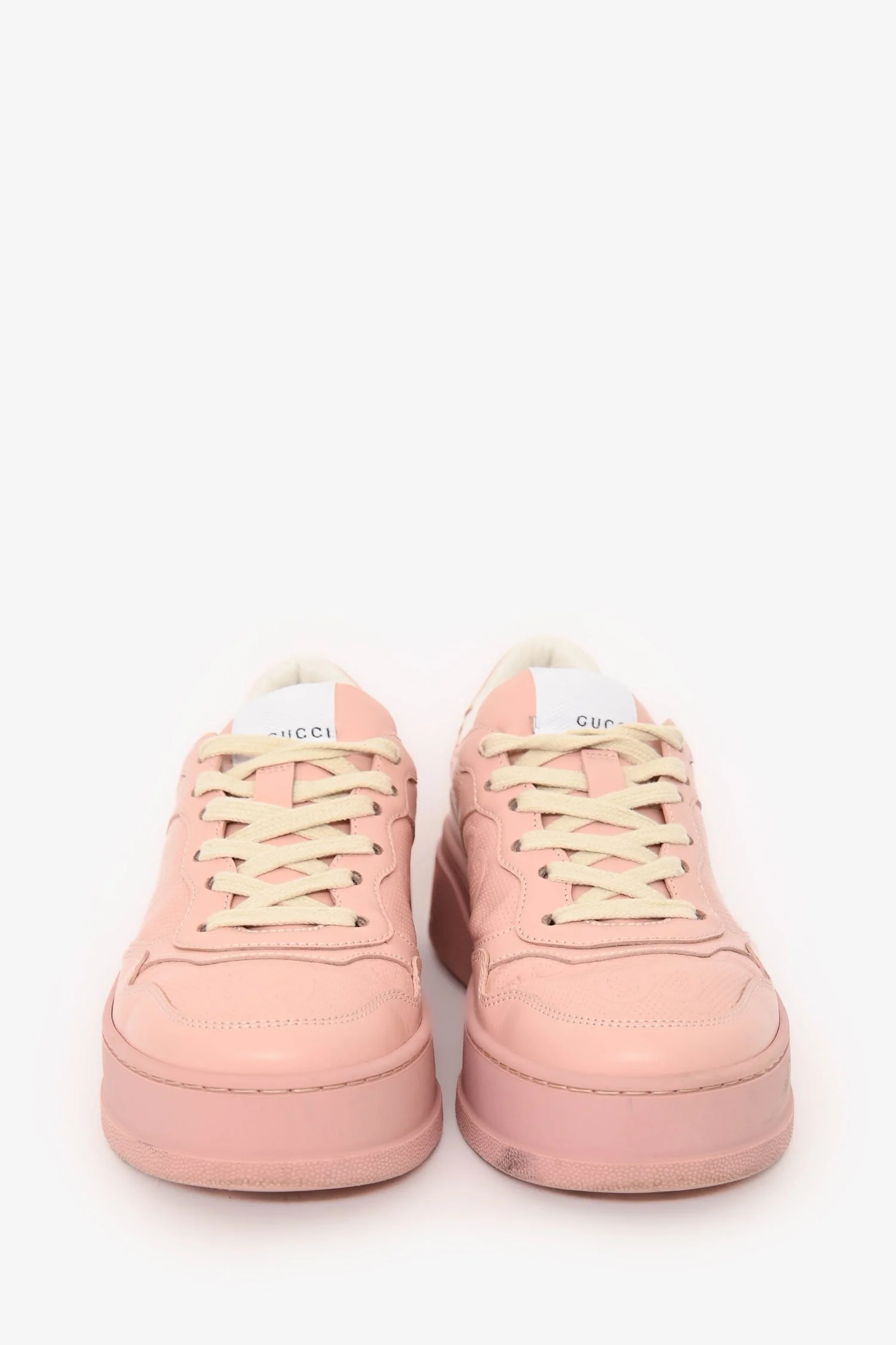 Gucci Pink Leather GG Supreme Tennis Sneakers Size 37 - Image 3