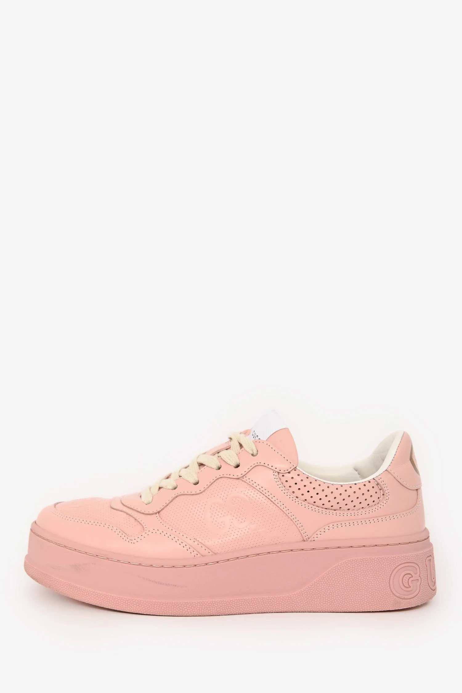 Gucci Pink Leather GG Supreme Tennis Sneakers Size 37 - Image 4