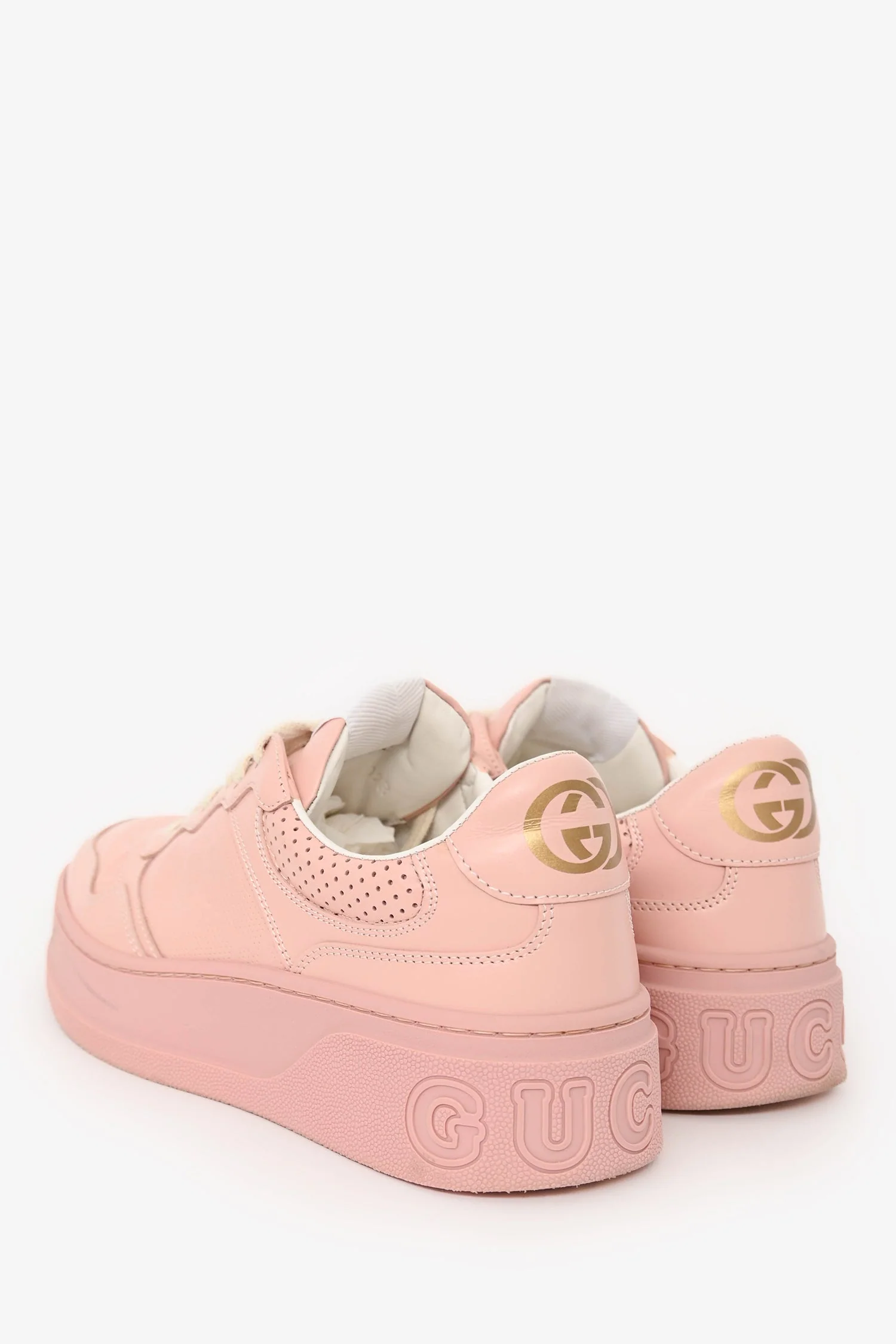 Gucci Pink Leather GG Supreme Tennis Sneakers Size 37 - Image 5