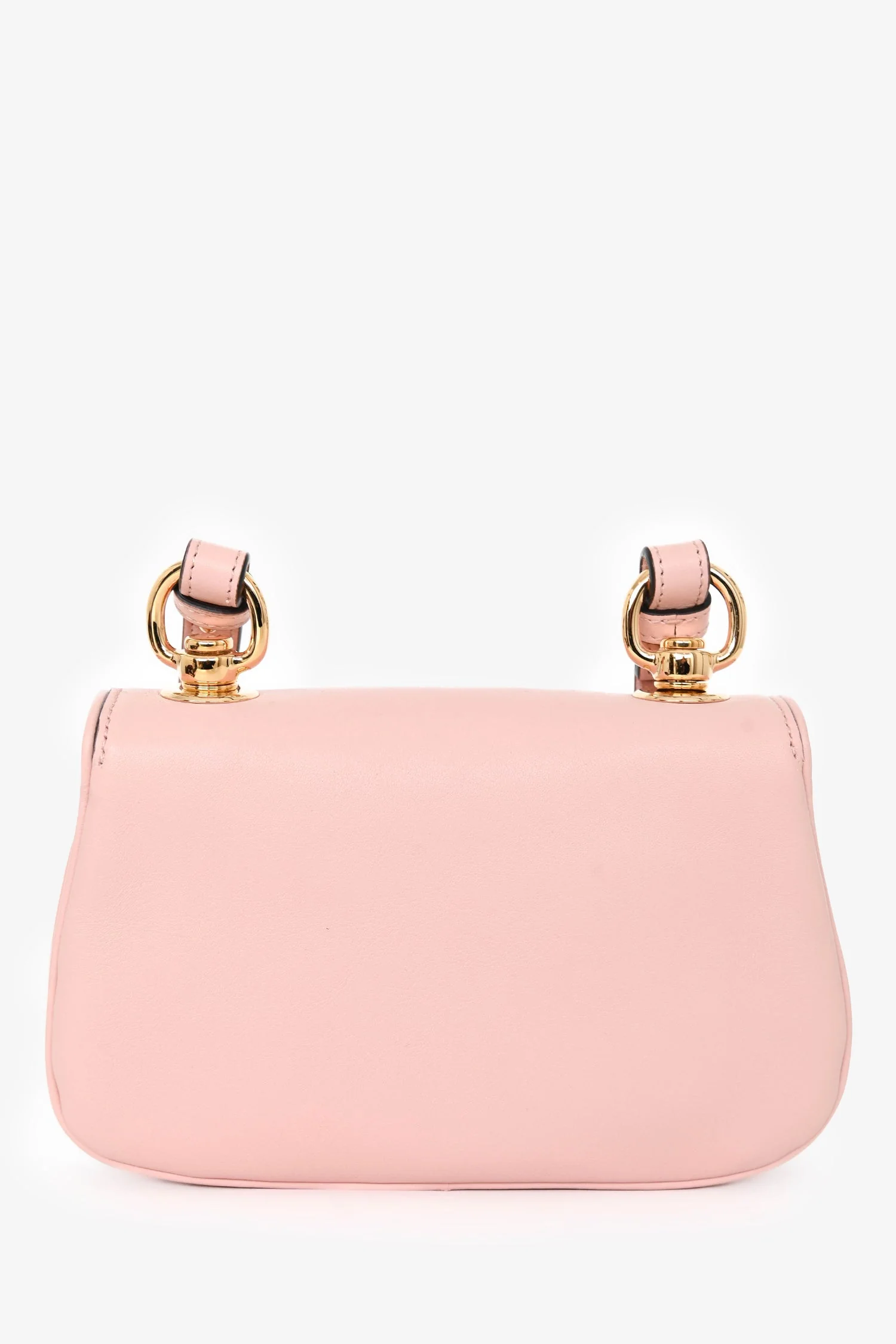 Gucci Pink Leather Mini 'Blondie' Crossbody Bag with Web Canvas Strap - Image 2