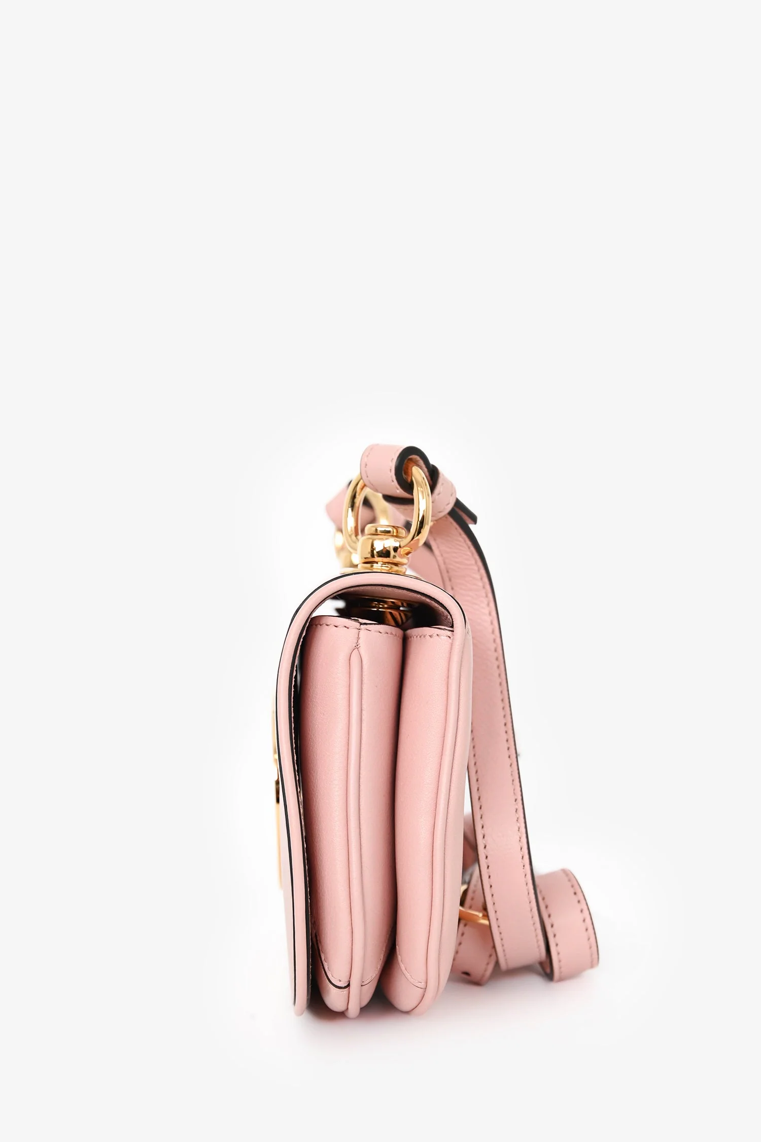 Gucci Pink Leather Mini 'Blondie' Crossbody Bag with Web Canvas Strap - Image 4