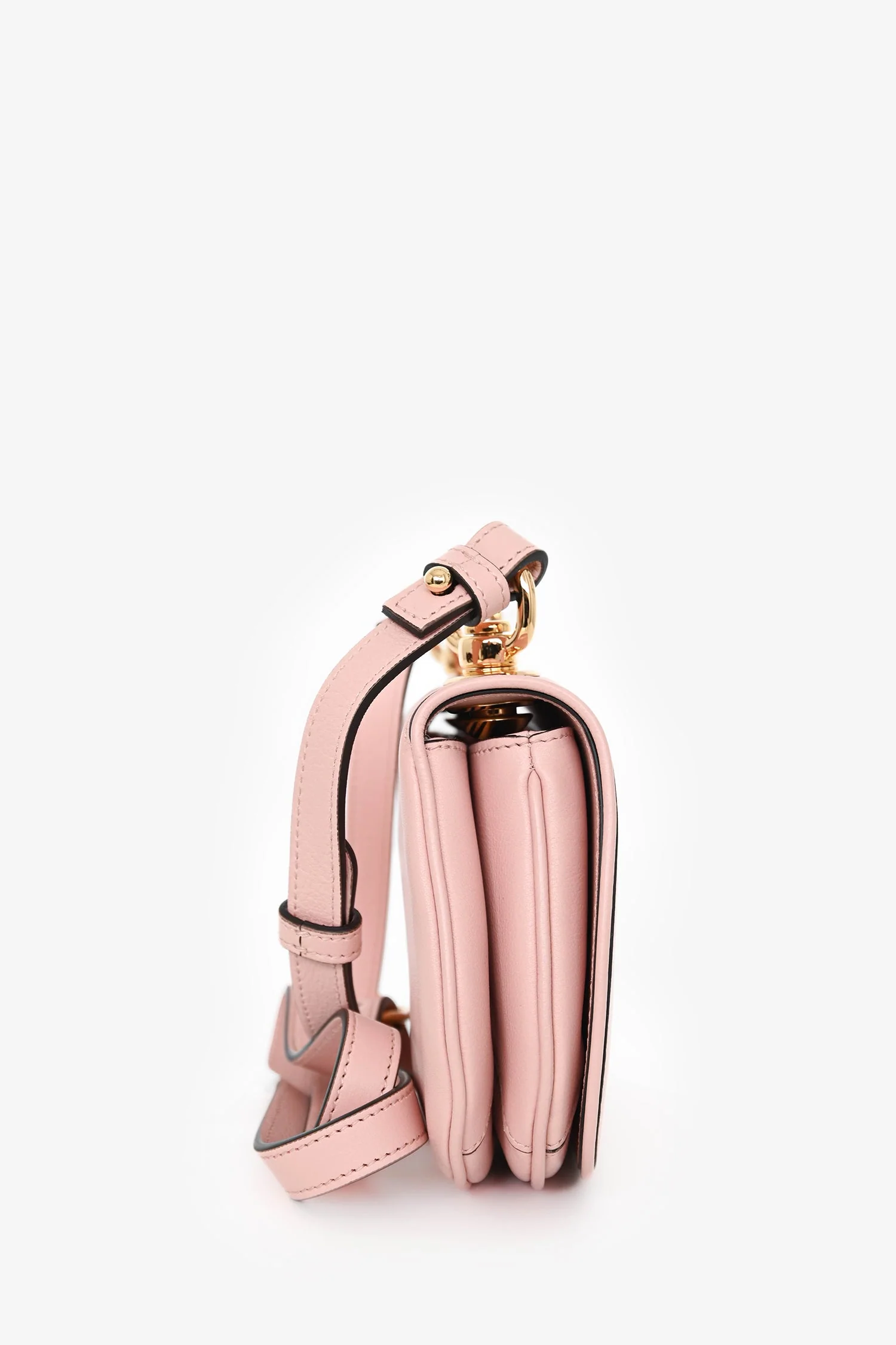 Gucci Pink Leather Mini 'Blondie' Crossbody Bag with Web Canvas Strap - Image 3