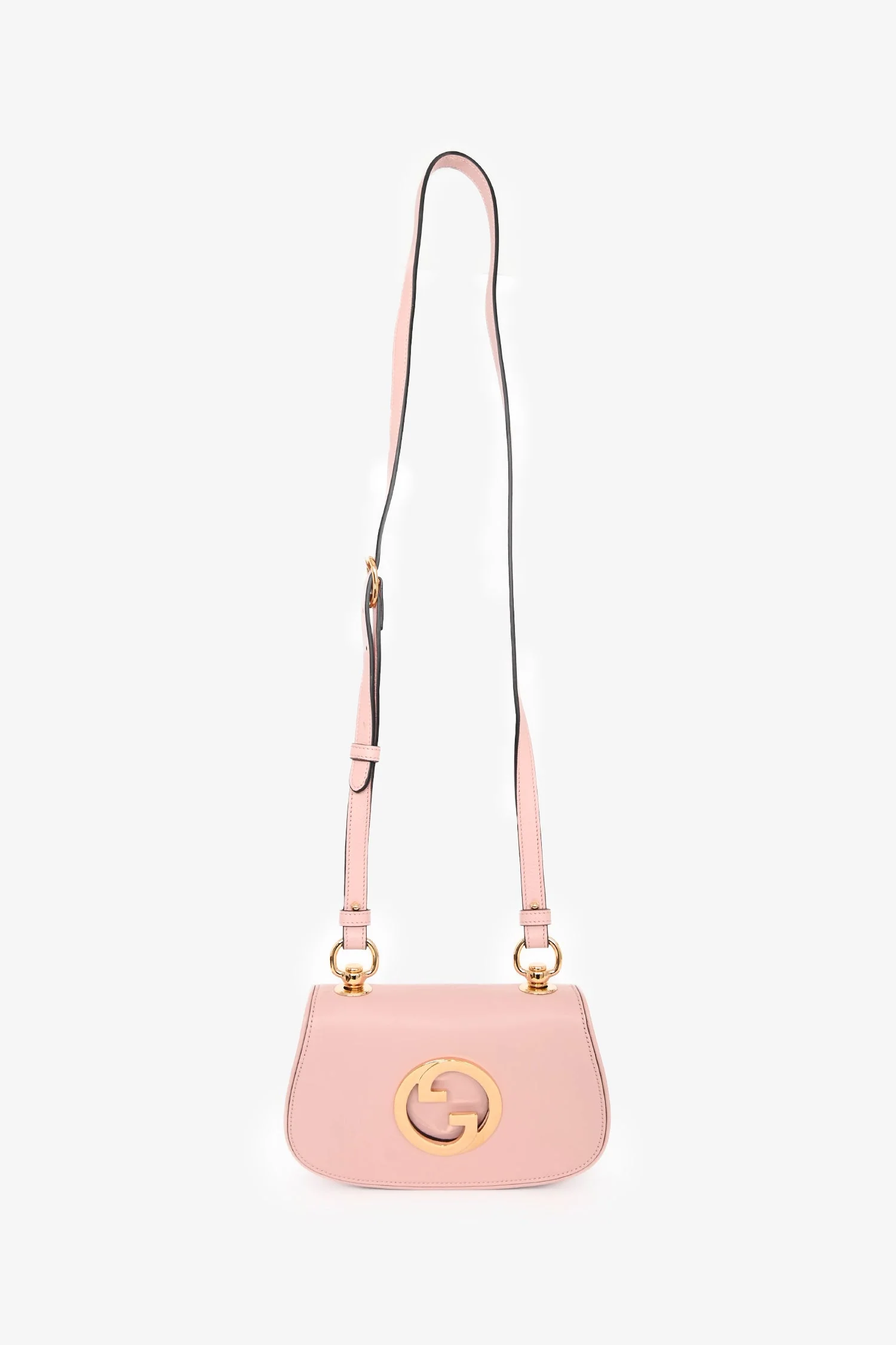 Gucci Pink Leather Mini 'Blondie' Crossbody Bag with Web Canvas Strap - Image 7