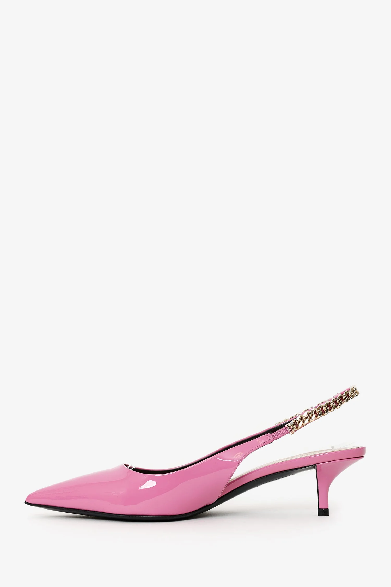 Gucci Pink Patent Chain Logo  'Signoria' Slingback Heels Size 38 - Image 4
