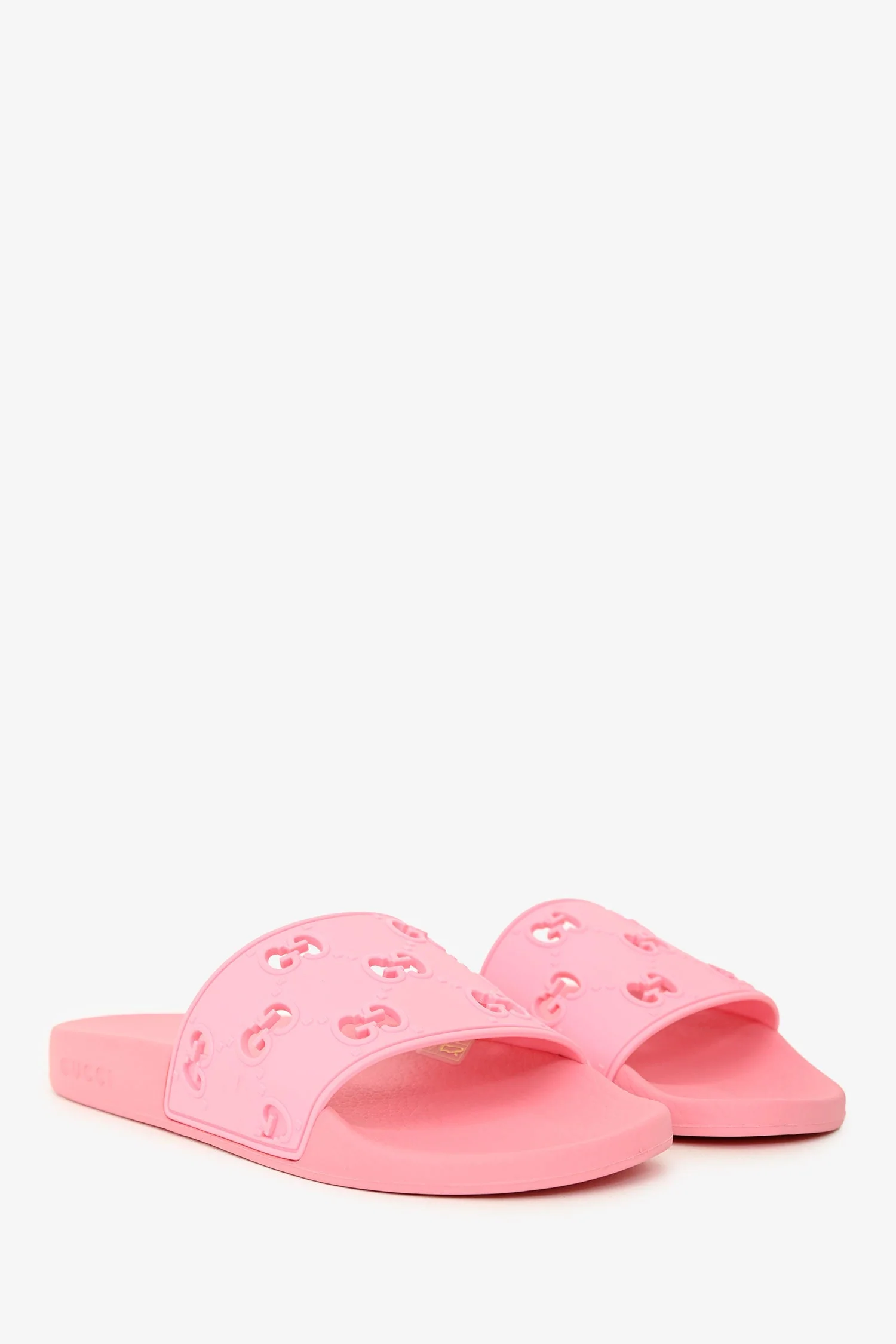 Gucci Pink Rubber GG Logo Slides Size 39 - Image 2