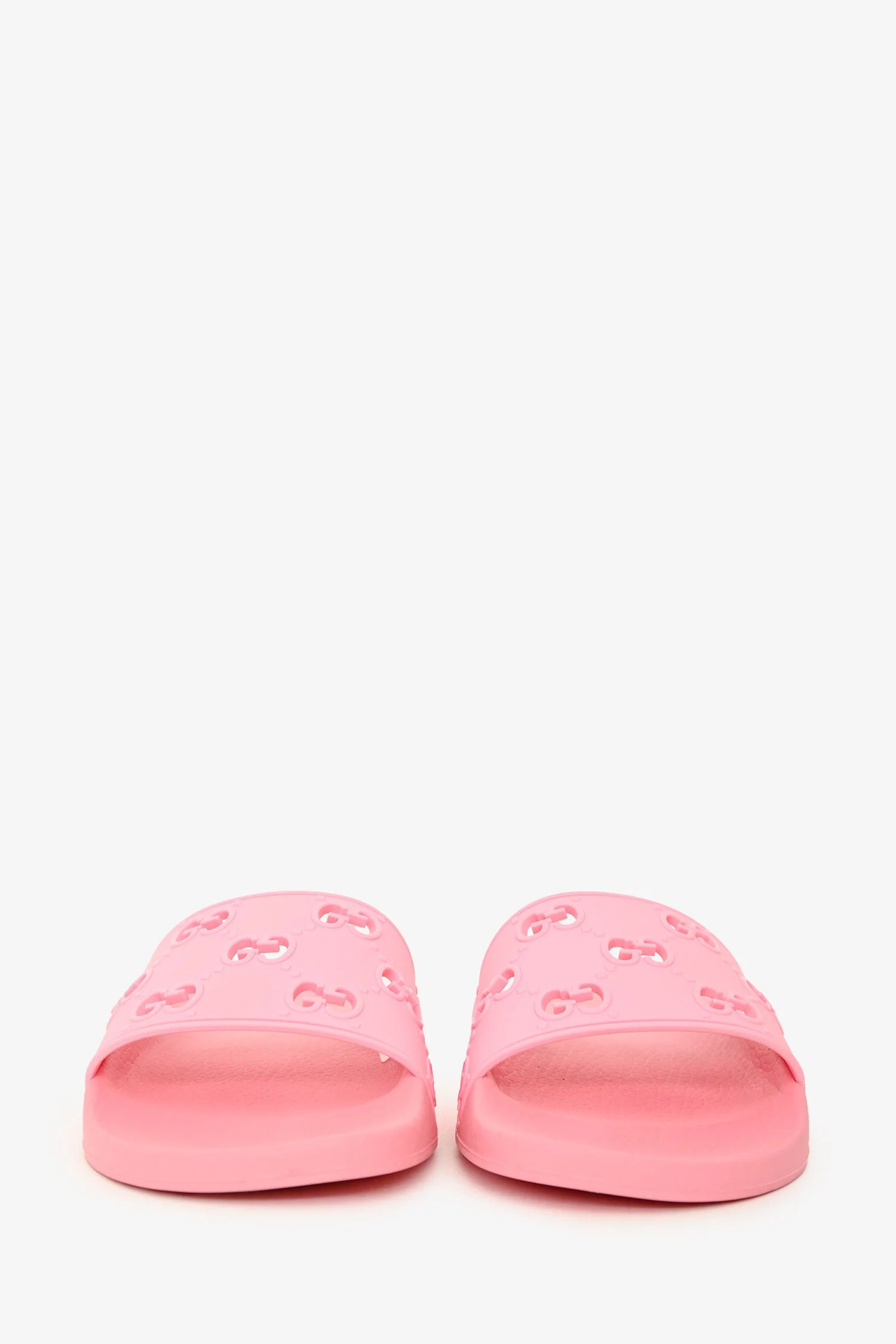 Gucci Pink Rubber GG Logo Slides Size 39 - Image 3