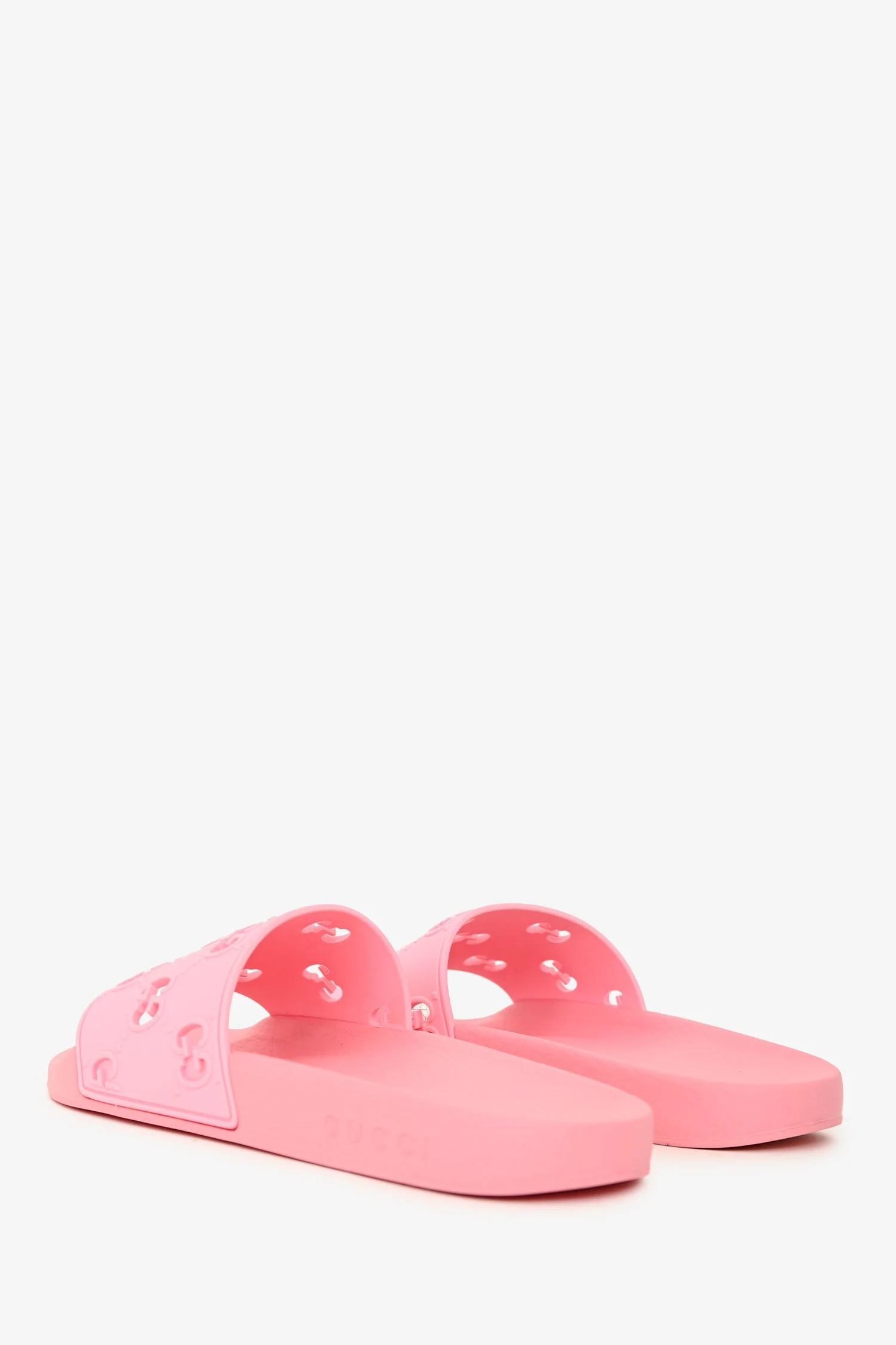 Gucci Pink Rubber GG Logo Slides Size 39 - Image 4