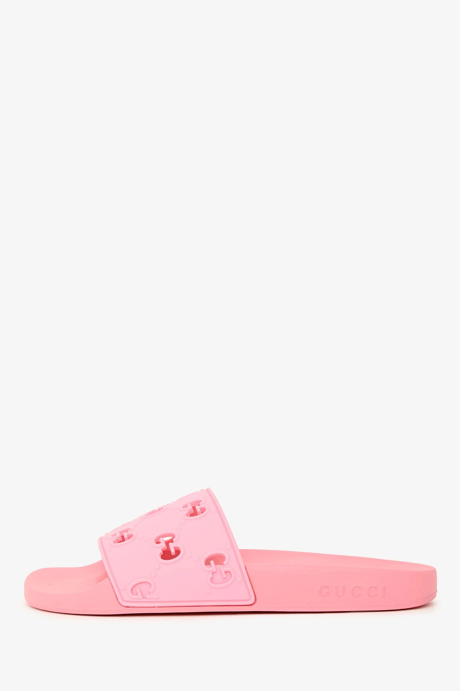 Gucci Pink Rubber GG Logo Slides Size 39 - Image 5