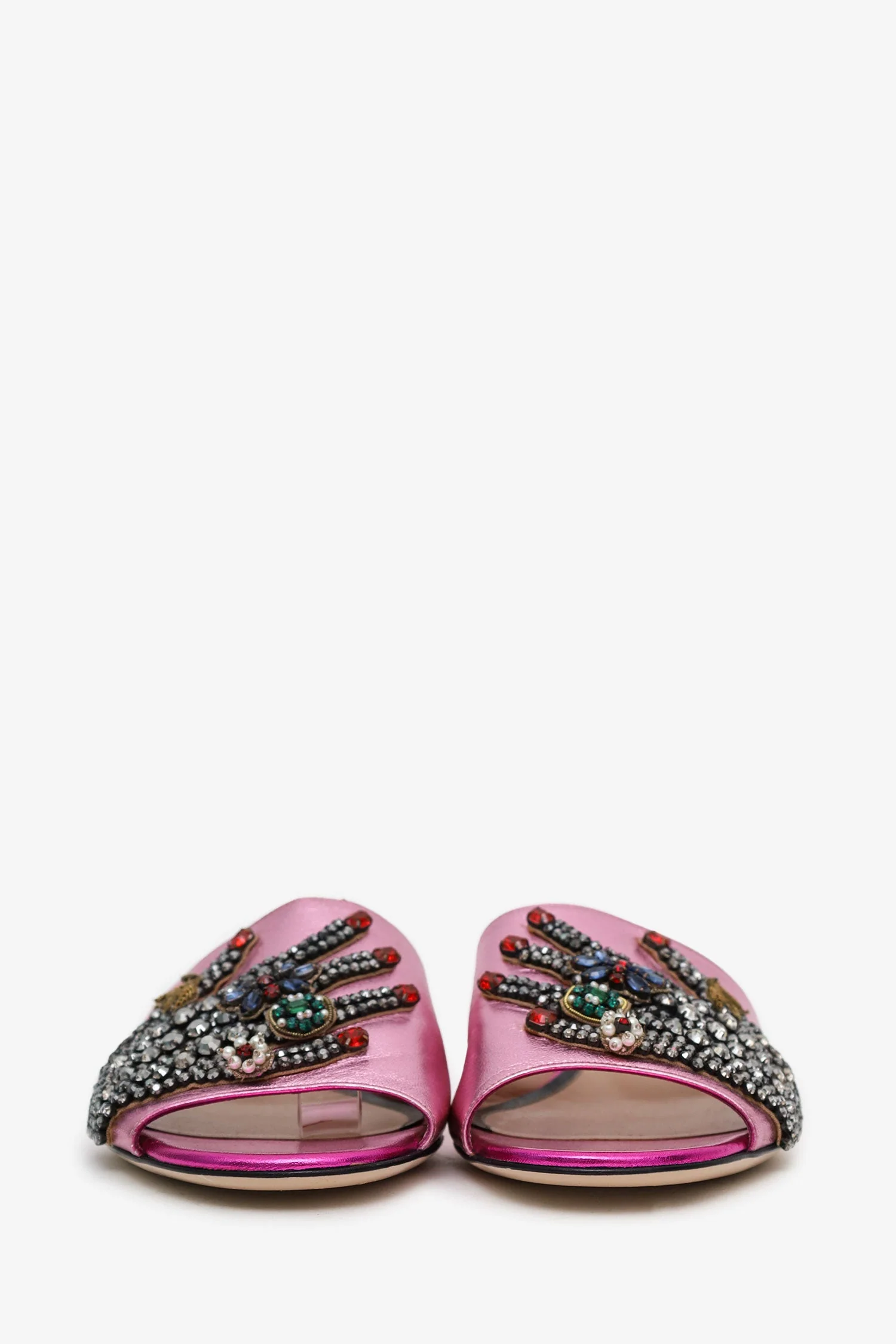 Gucci Pink Satin Crystal Embellished Sandals Size 35.5 - Image 2