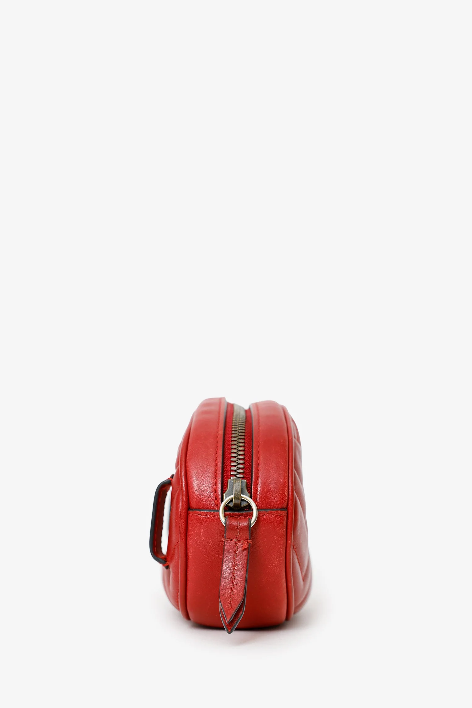 Gucci Red Chevron Leather Marmont Belt Bag - Image 3