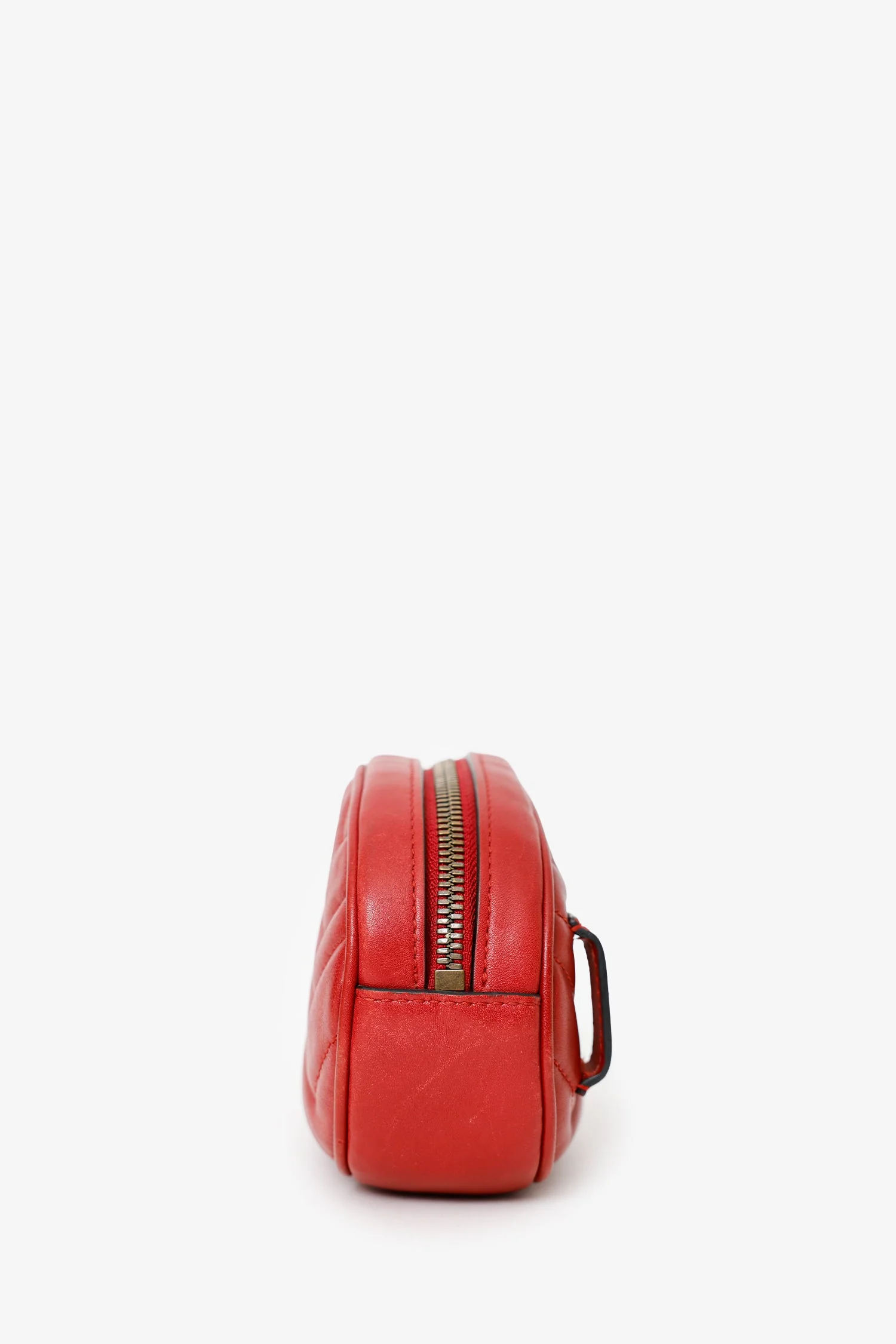 Gucci Red Chevron Leather Marmont Belt Bag - Image 4